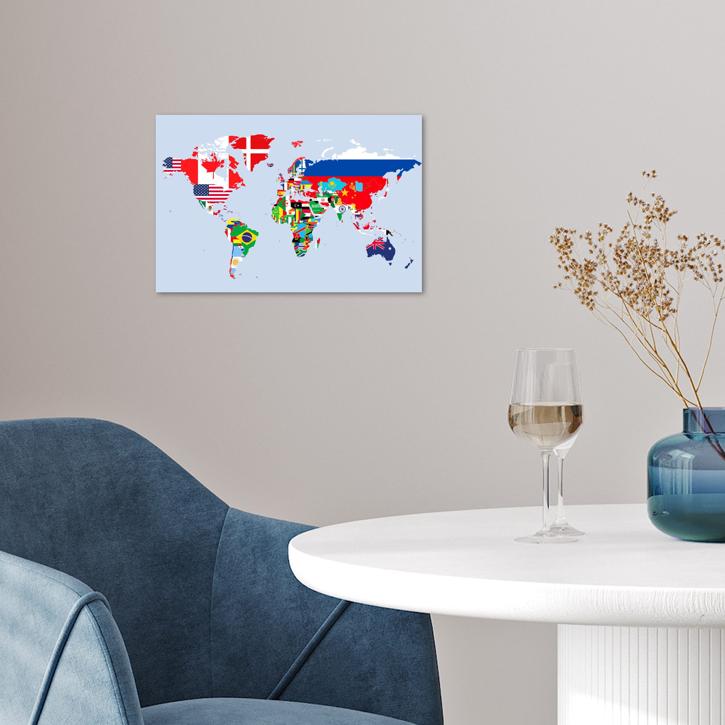 MuchoWow Poster Welt - Karte - Flagge - Länder, (1 St), Poster ohne Rahmen, Wandbild, Wandposter, 30x20 cm – Bild 5 von 5