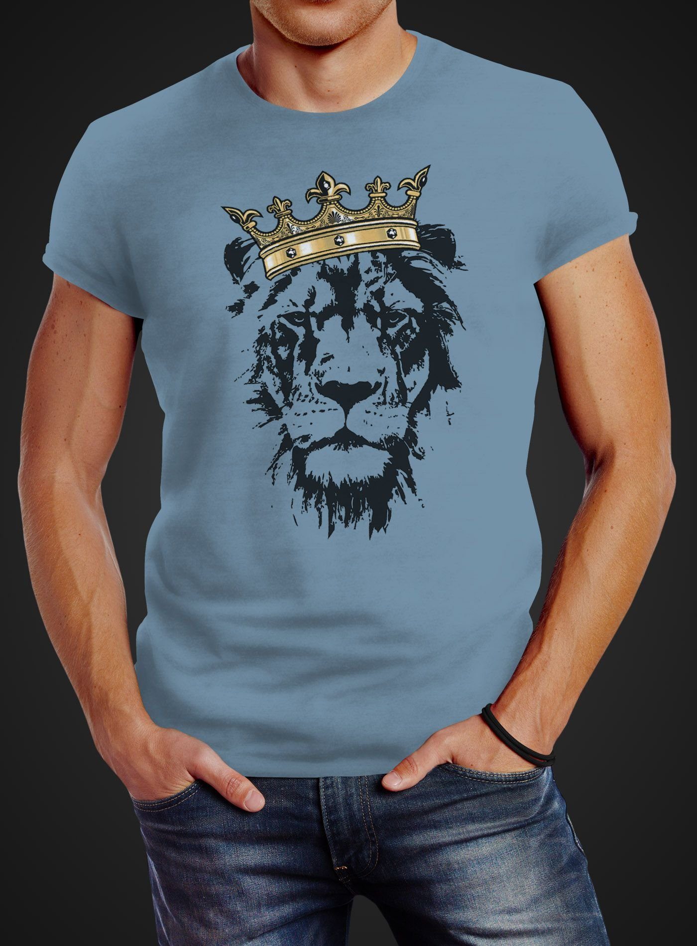Neverless Print-Shirt Herren T-Shirt König der günstig online kaufen