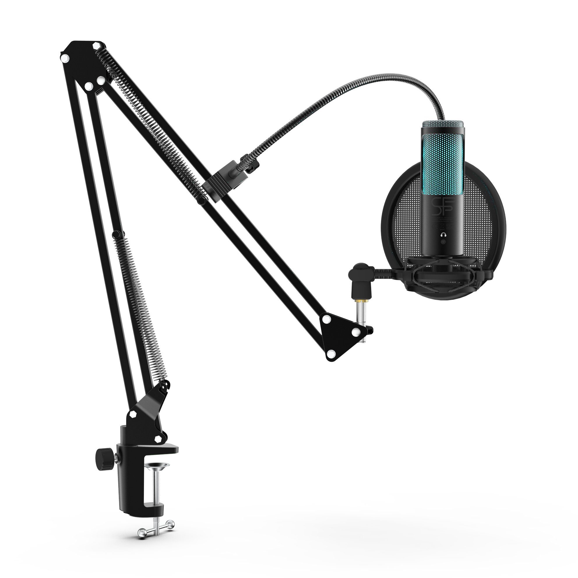 SCHALLFORT Mikrofon Vibe7-RGB (7-teilig), RGB-Beleuchtung, USB-C Plug & Play, AUX, Touch, Kondensator, Set – Bild 3 von 5