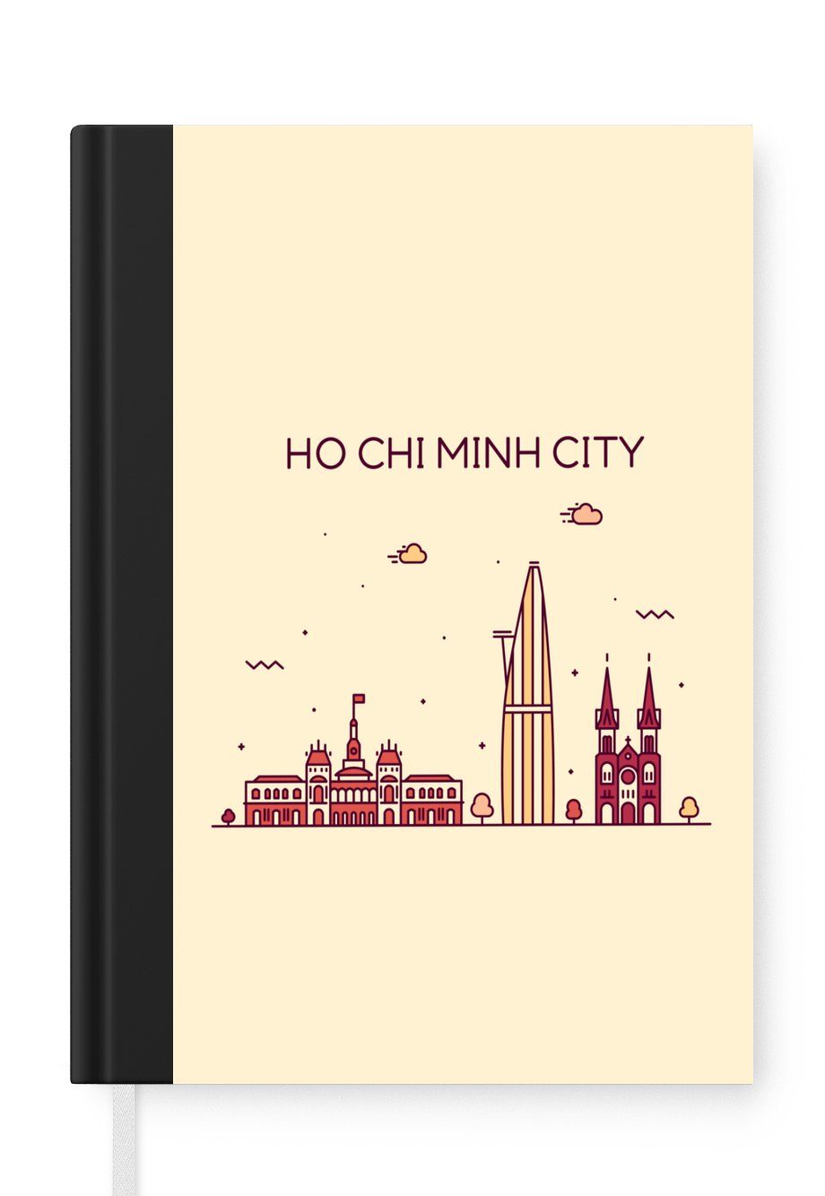 - MuchoWow Skyline Notizbuch Merkzettel, 98 A5, Tagebuch, Vietnam Notizheft, Chi Journal, Minh, - Ho Haushaltsbuch Seiten,