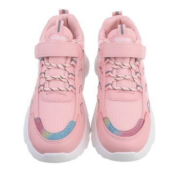 Ital-Design Kinder Low-Top Freizeit Sneaker Flach Freizeitschuhe in Rosa