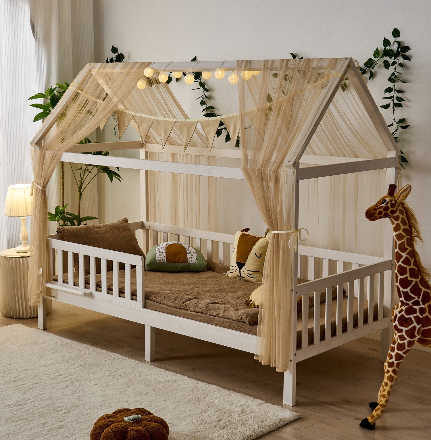 Alavya Home® Hausbett CLOUD – FSC® 100% zertifiziert KOMPLETT SET ohne Schubkästen