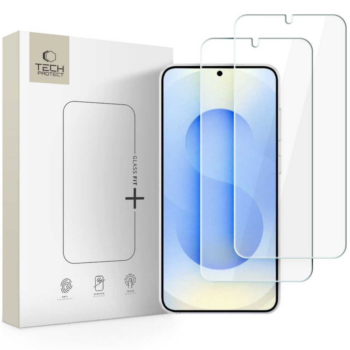 TECH PROTECT Displayschutzglas GLASS FIT+ 2er-Pack gehärtetes Schutzglas für Samsung Galaxy S26 für Samsung Galaxy S26, 2er-Pack, Ultradünnes 0,3 mm Design aus gehärteten Glas