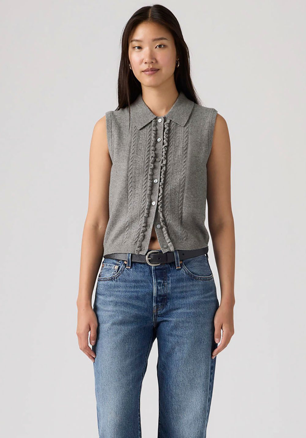 Levi's® Strickpullover SUPER SOFT MINI RUFFLE VEST mit Strukturmuster günstig online kaufen