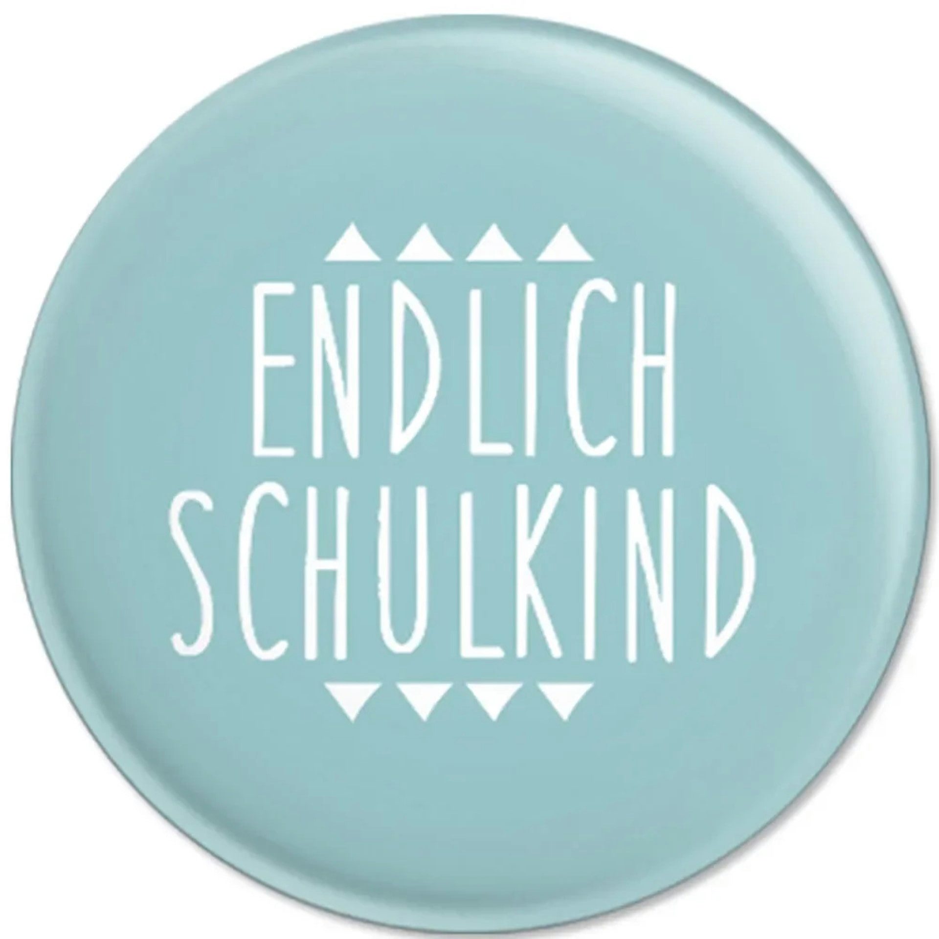 Ava & Yves Button Kinder Button / Anstecker endlich Schulkind blau