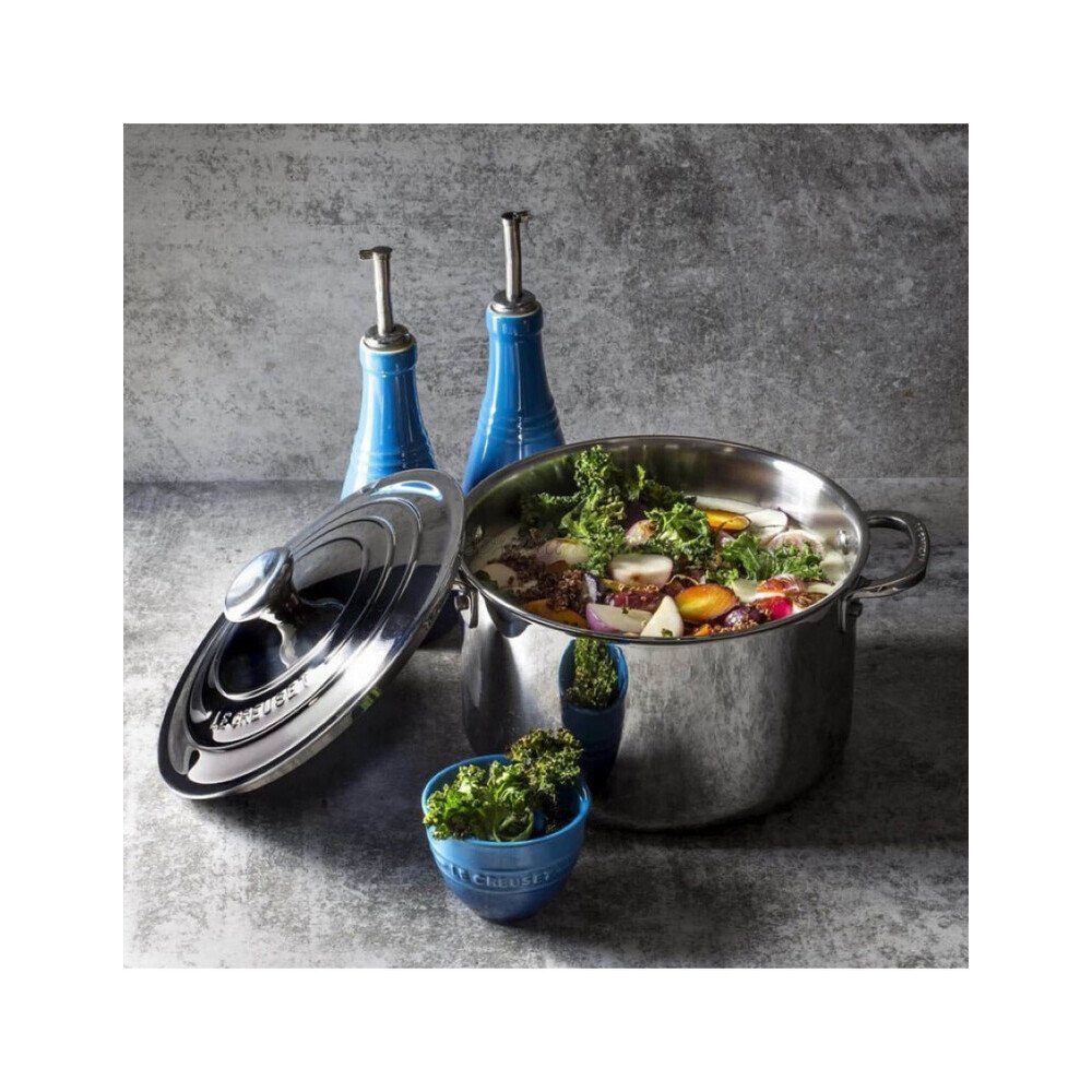 LE CREUSET Topf-Set Topf-Set 4-tlg. edelstahl, Edelstahl, Aluminium (4-tlg., 4-tlg), Kochtopf-Set 4-teilig, 3-Ply Edelstahl, Fleisch- & Bratentopf