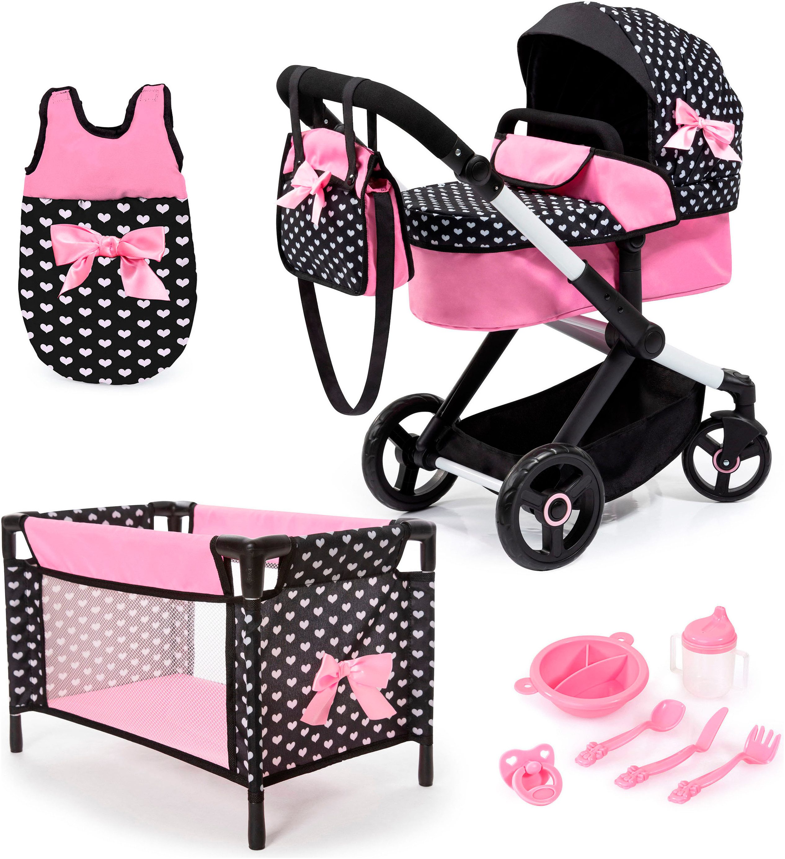 Bayer Kombi-Puppenwagen Xeo Mega, schwarz, (Set) günstig online kaufen