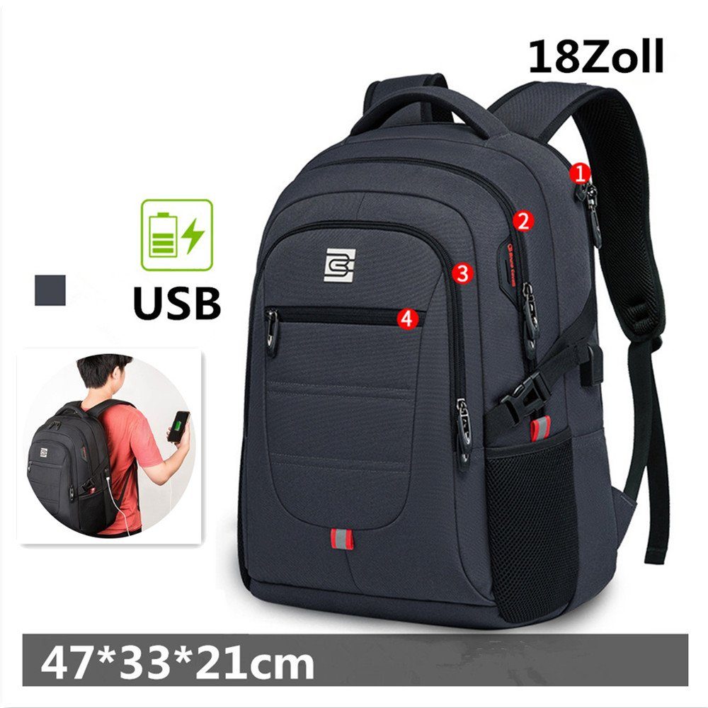 XDeer Businesstasche Groß Laptoprucksack Herren Damen mit USB-Ladeanschluss,18/20 Zoll, -wasserfester Backpack Notebook Rucksack Anti Diebstahl Schulrucksack