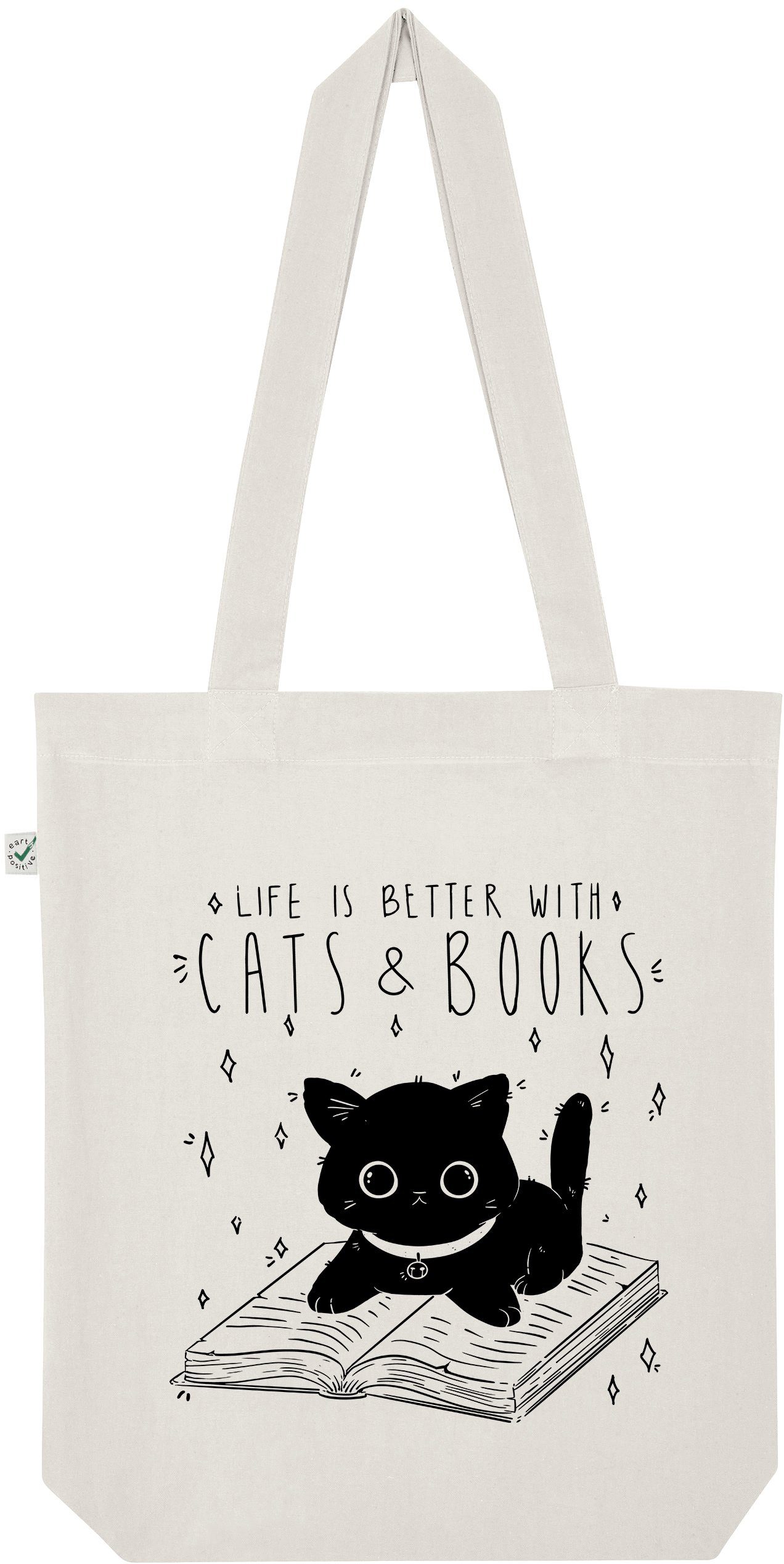 Youth Designz Tragetasche "Cats & Books" Jutebeutel Tasche Lange Henkel, mit trendigem Print