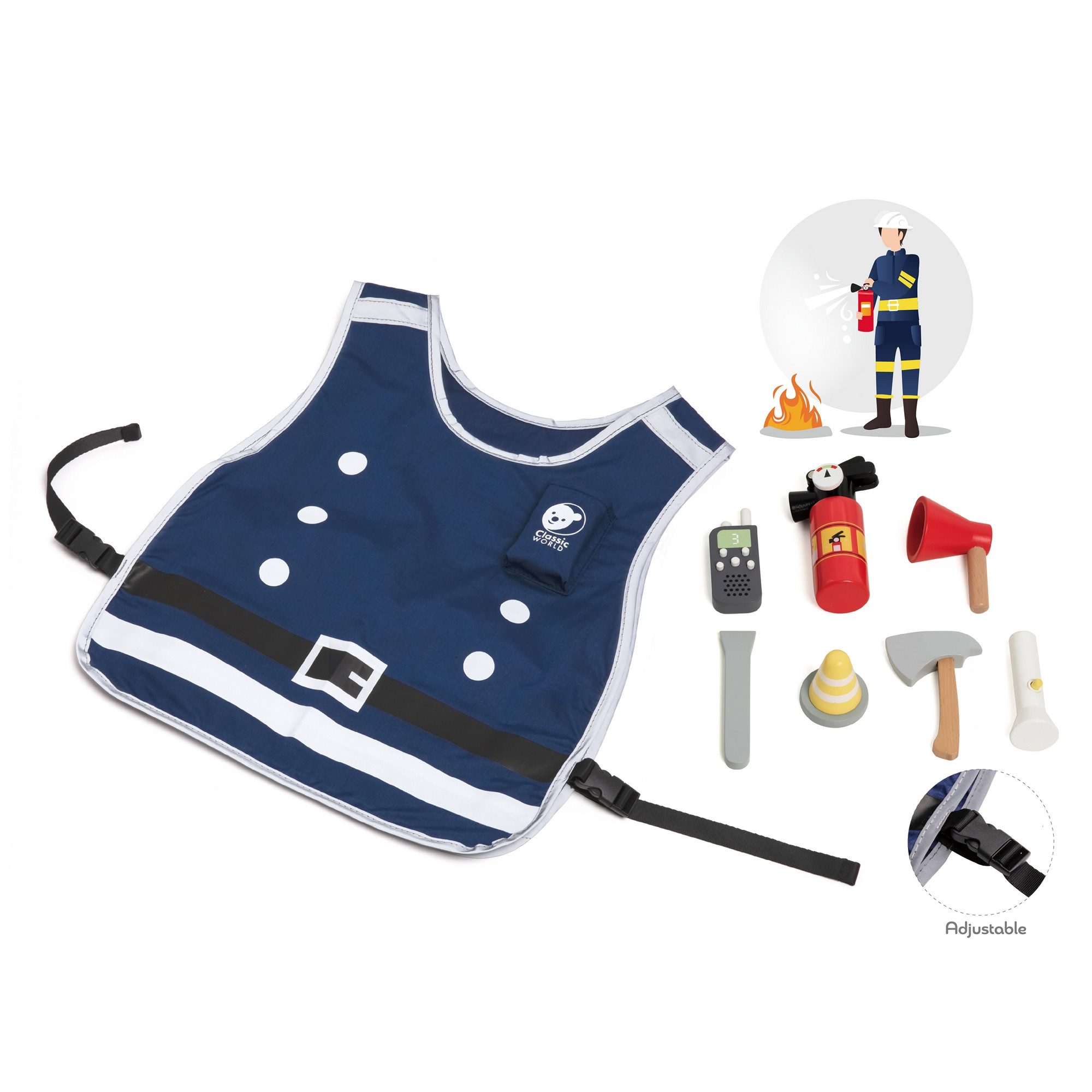 Classic World Spielzeug-Feuerwehr Classic World - Feuerwehrleute-Set - 59x43x15cm - ab 3 Jahre, (8-tlg)
