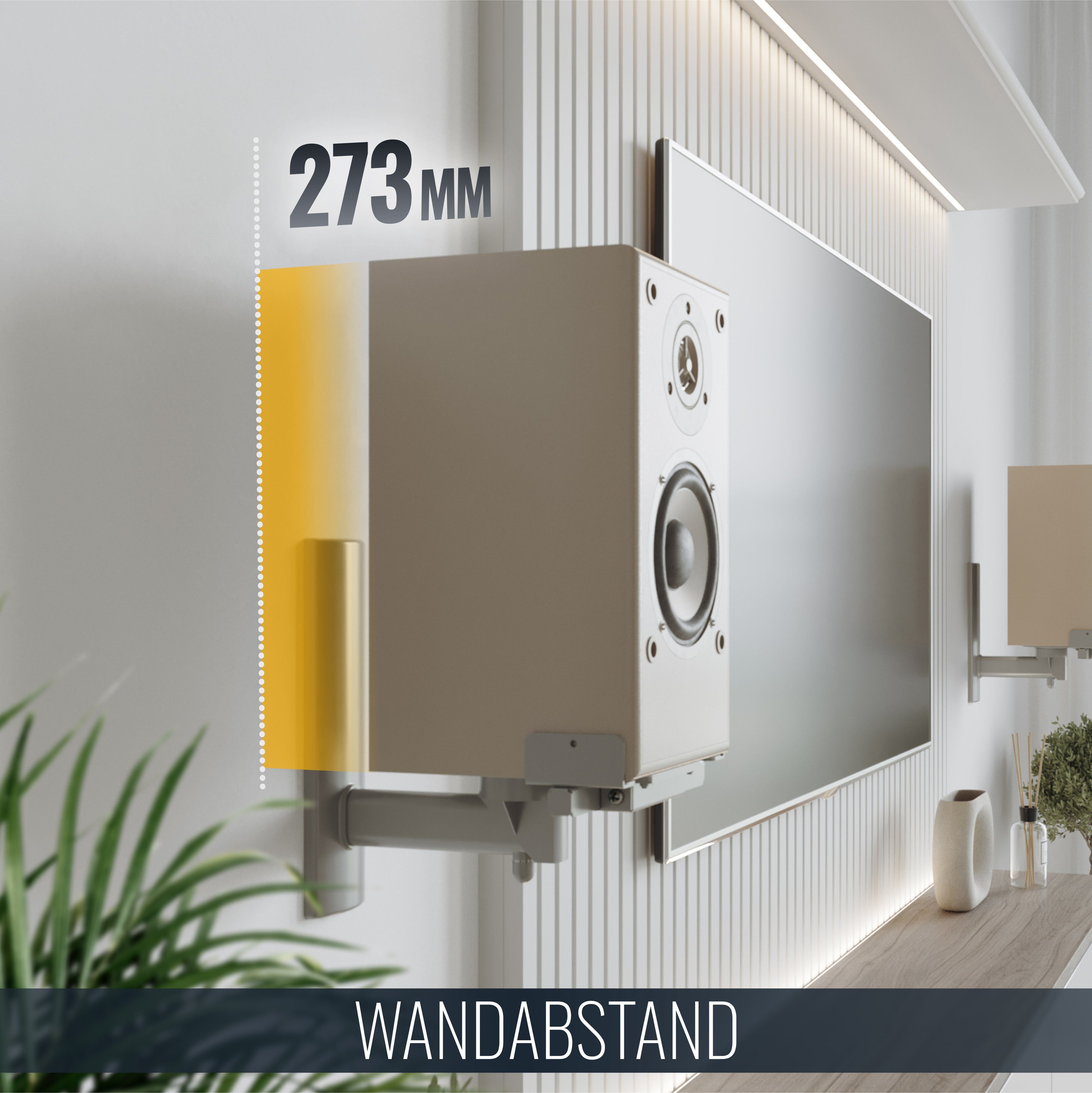 RICOO Lautsprecher-Wandhalterung Lautsprecher Wandhalterung schwenkbar unviersal Halterung LH023-S, (Set 2 Stk. Box Speaker Halter silber, 2-tlg., 2x universal  – Bild 5 von 5