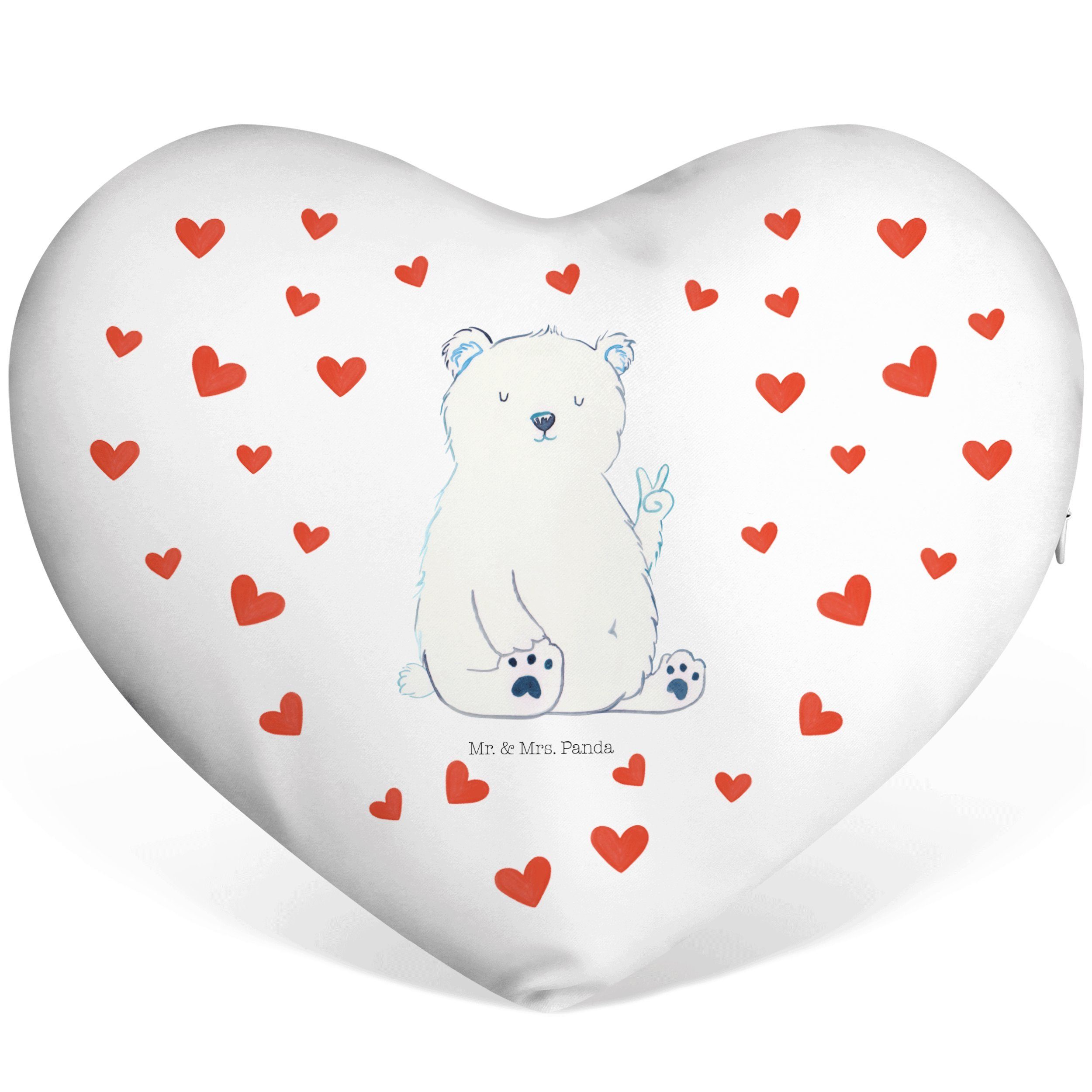 Panda Herzkissen Eisbär Herzform, - Weiß & Geschenk, Bürojob, Mr. Faul Mrs. Relaxen, - Dekokissen