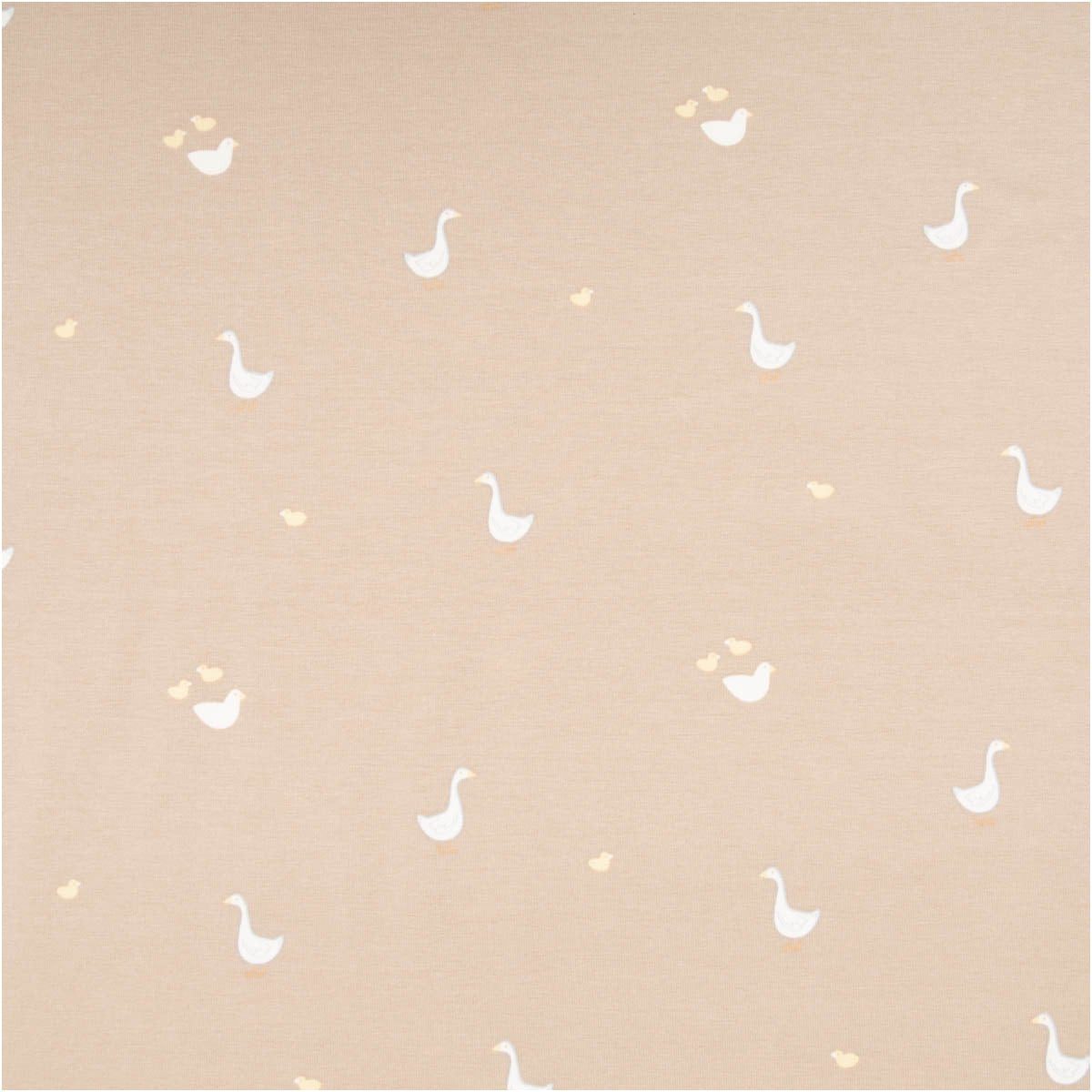 SCHÖNER LEBEN. Stoff Jersey Stoff Meterware Baumwolljersey Gänse sand weiß 145cm beige, allergikergeeignet