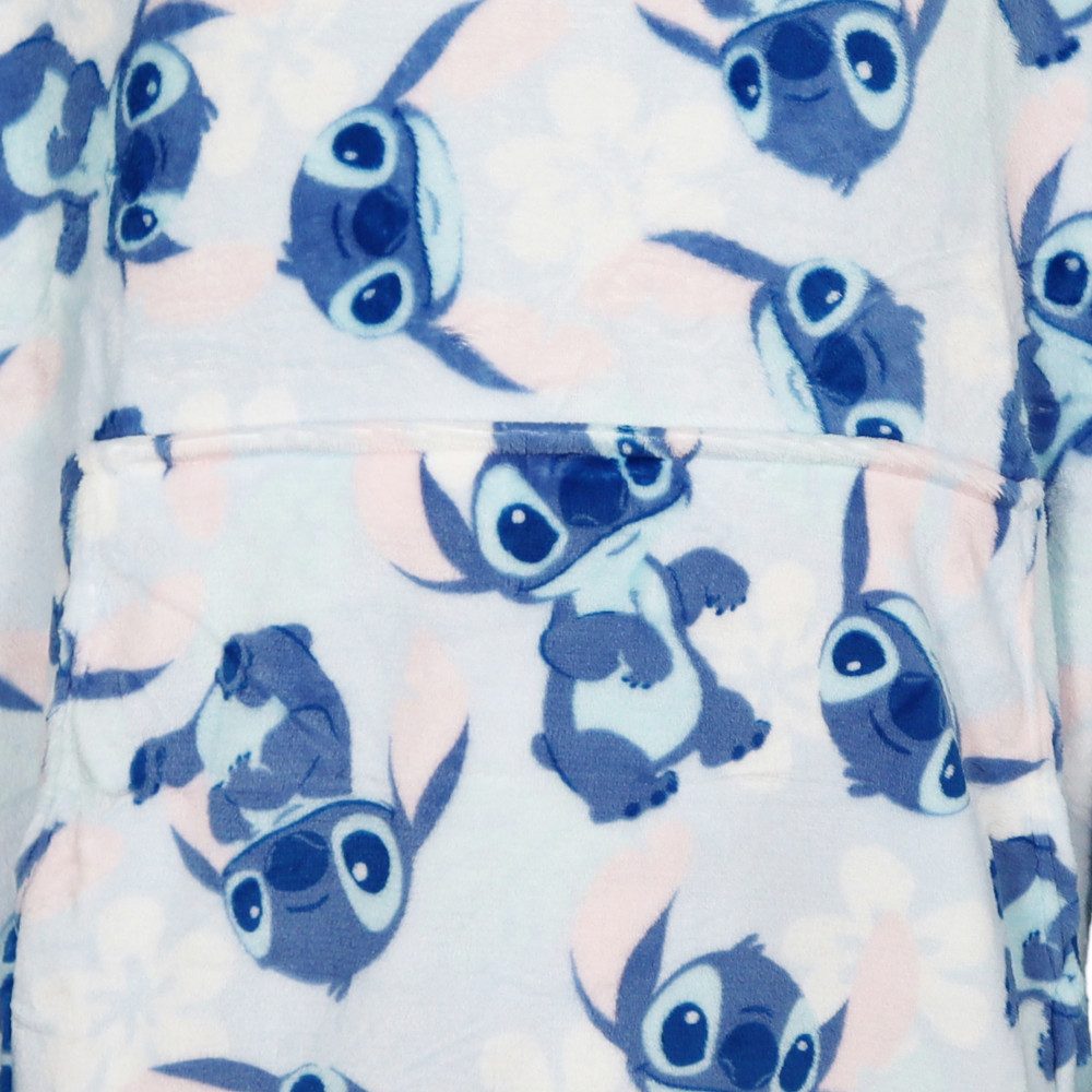 Disney Sweatponcho Disney Stitch Kuschelponcho Kuscheldecke mit Ärmeln Kapuze S-L Bauchtasche