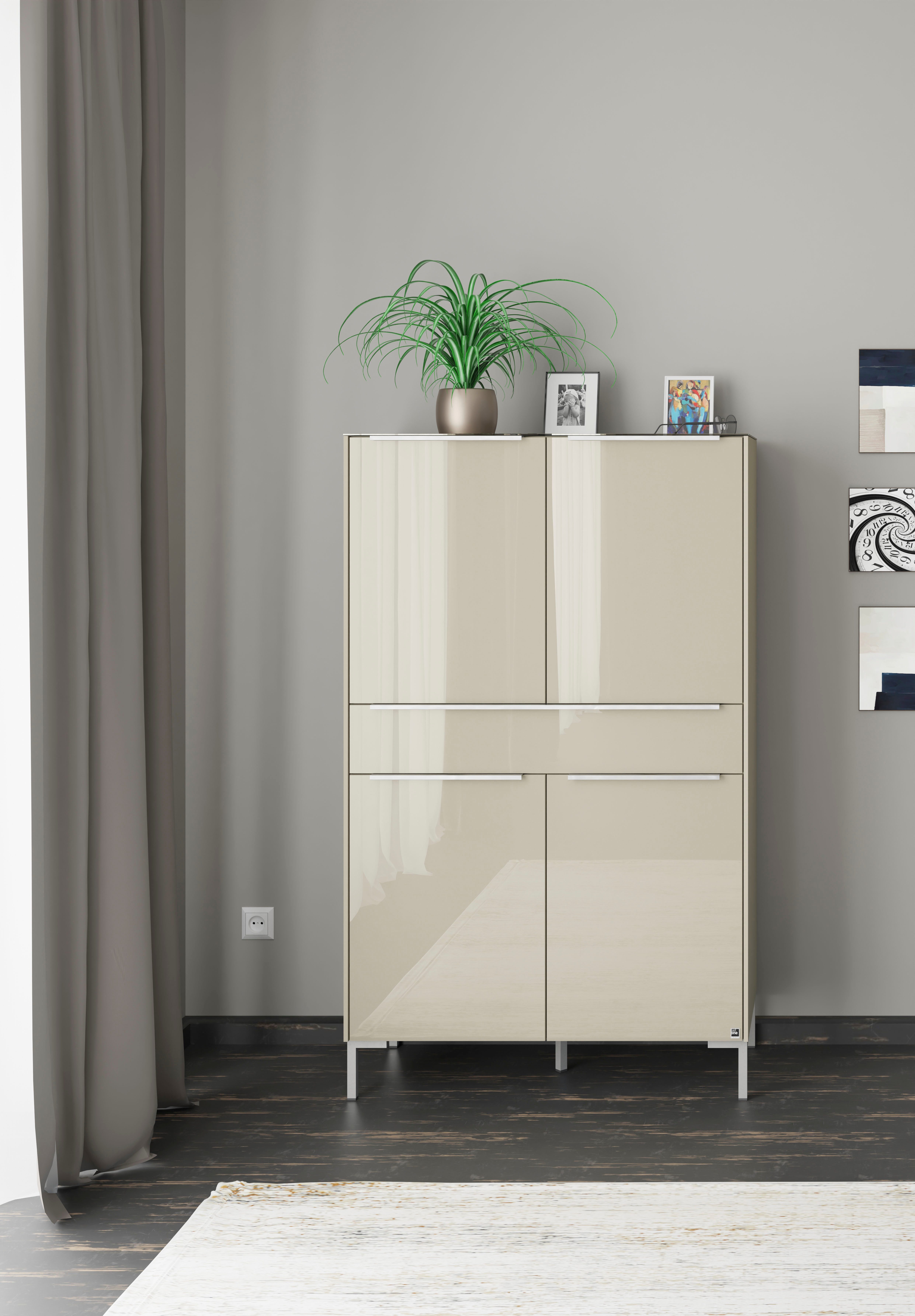 set one by Musterring Highboard Reno (1 St), Mit Winkelfuß in diversen Farben, 154 cm Höhe & Farbauswahl