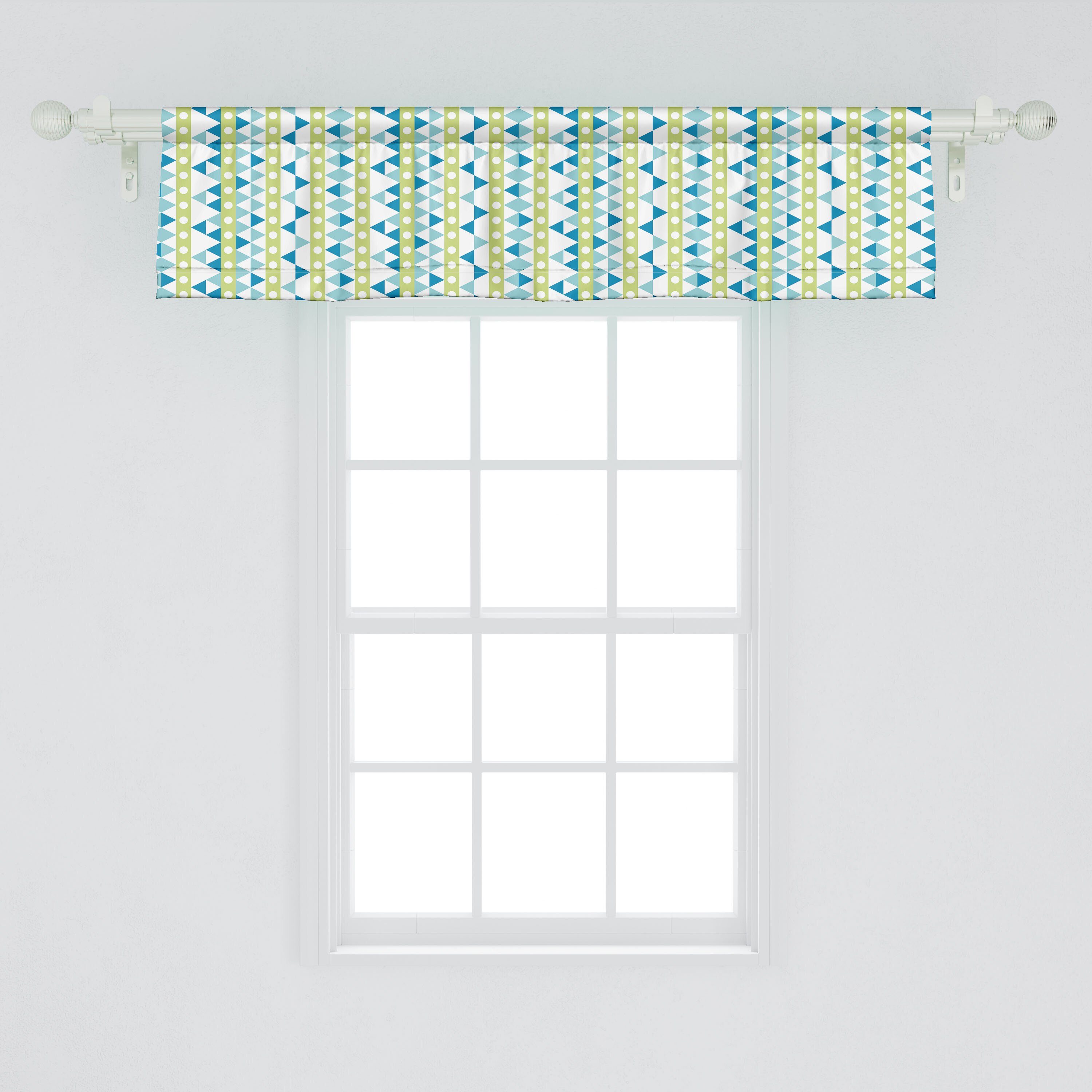 Scheibengardine Vorhang Volant für Küche Geometrische Modern mit Kreise Abakuhaus, Stangentasche, Triangles Dekor Schlafzimmer Microfaser
