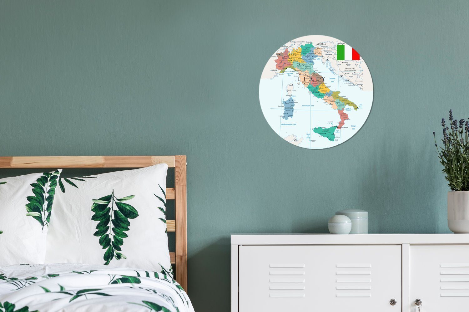 MuchoWow Gemälde Karte von Wandbild, Kreis St), Italien, Rundes Wohnzimmer, (1 cm Forex, 30x30 Wanddekoration