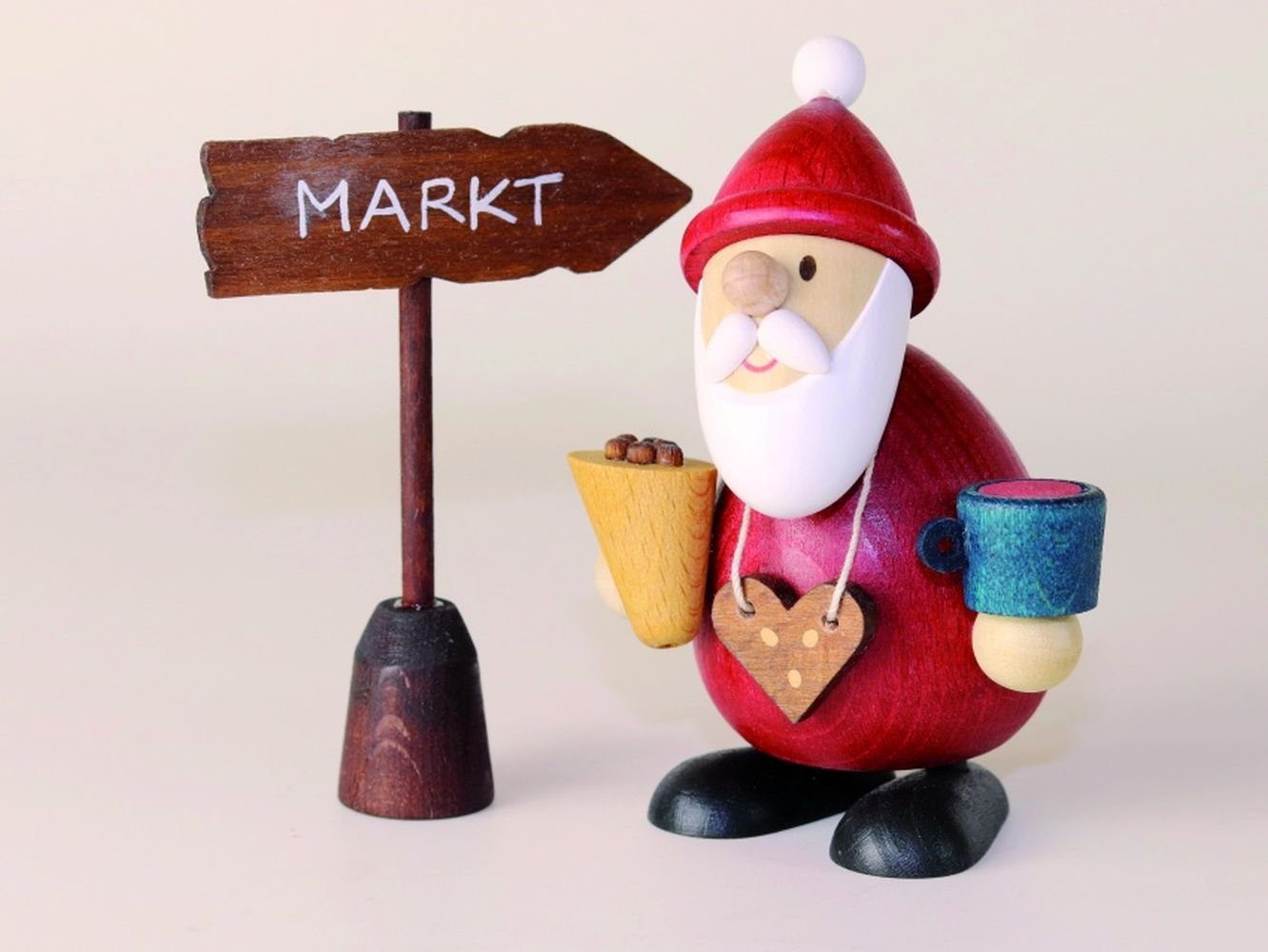 Ullrich Kunsthandwerk Weihnachtsfigur Holzfigur Weihnachtsmann Weihnachtsmarktbummler HxB 9,5x6,5cm NEU