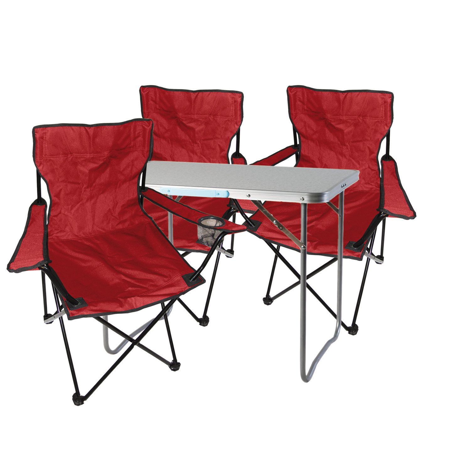 Mojawo Essgruppe 4-teiliges Campingmöbel Set rot Tisch+ campingstühle mit Tasche
