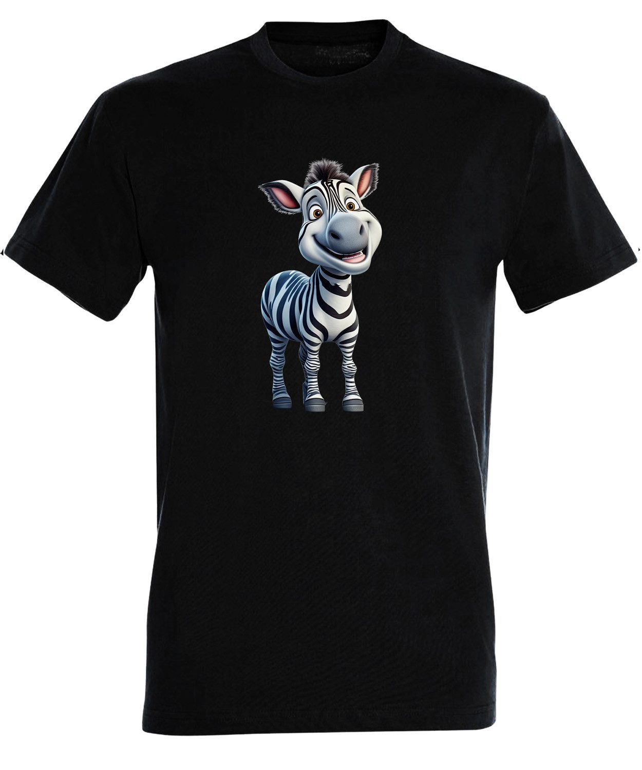T-Shirt Herren Print Shirt - Cartoon Zebra Brustprint