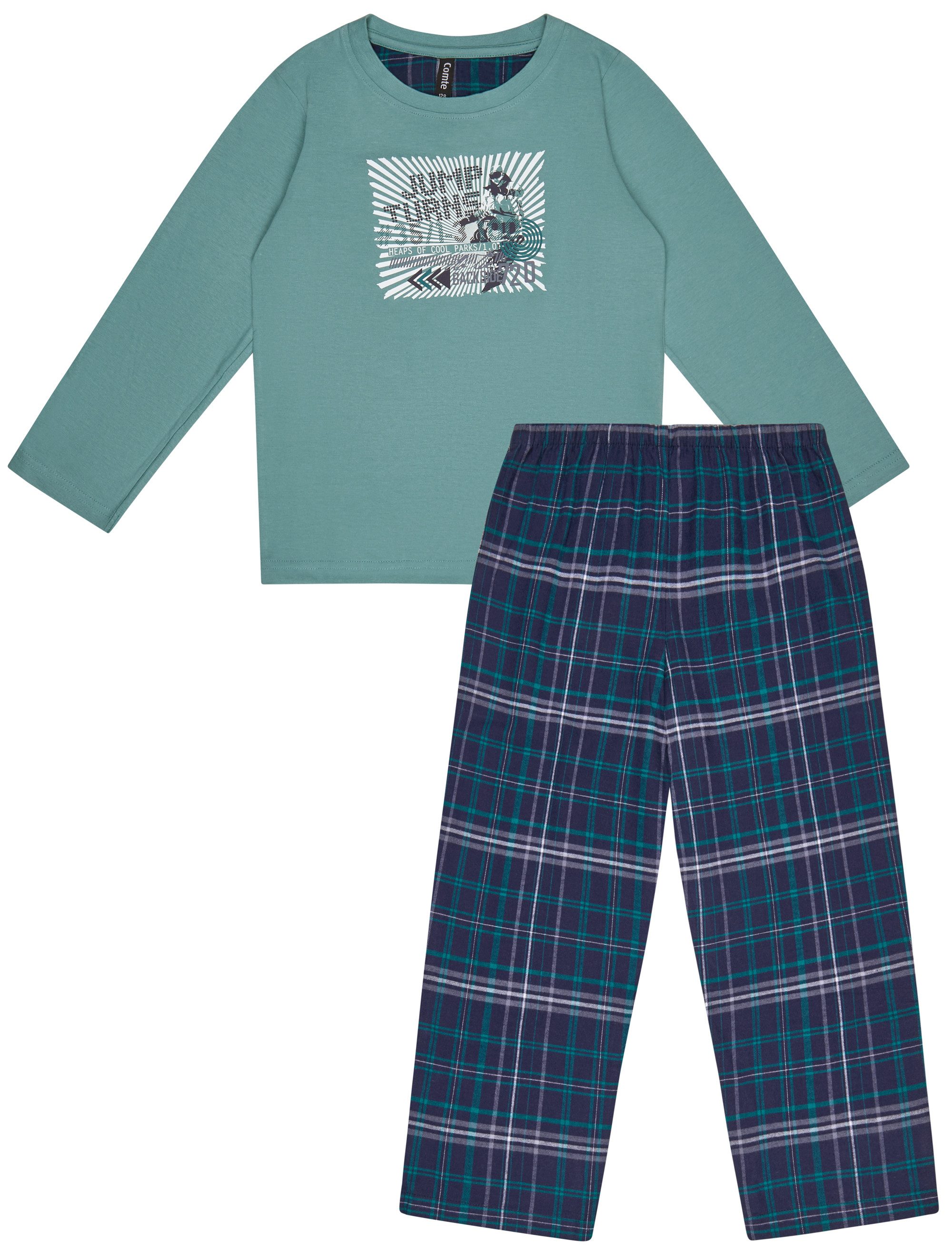 Comte Schlafanzug Iceberg Buddies (Set, 2 tlg., 2-teilig) Jungen Pyjama lang Langarm Baumwolle Webflanell-Hose Winter