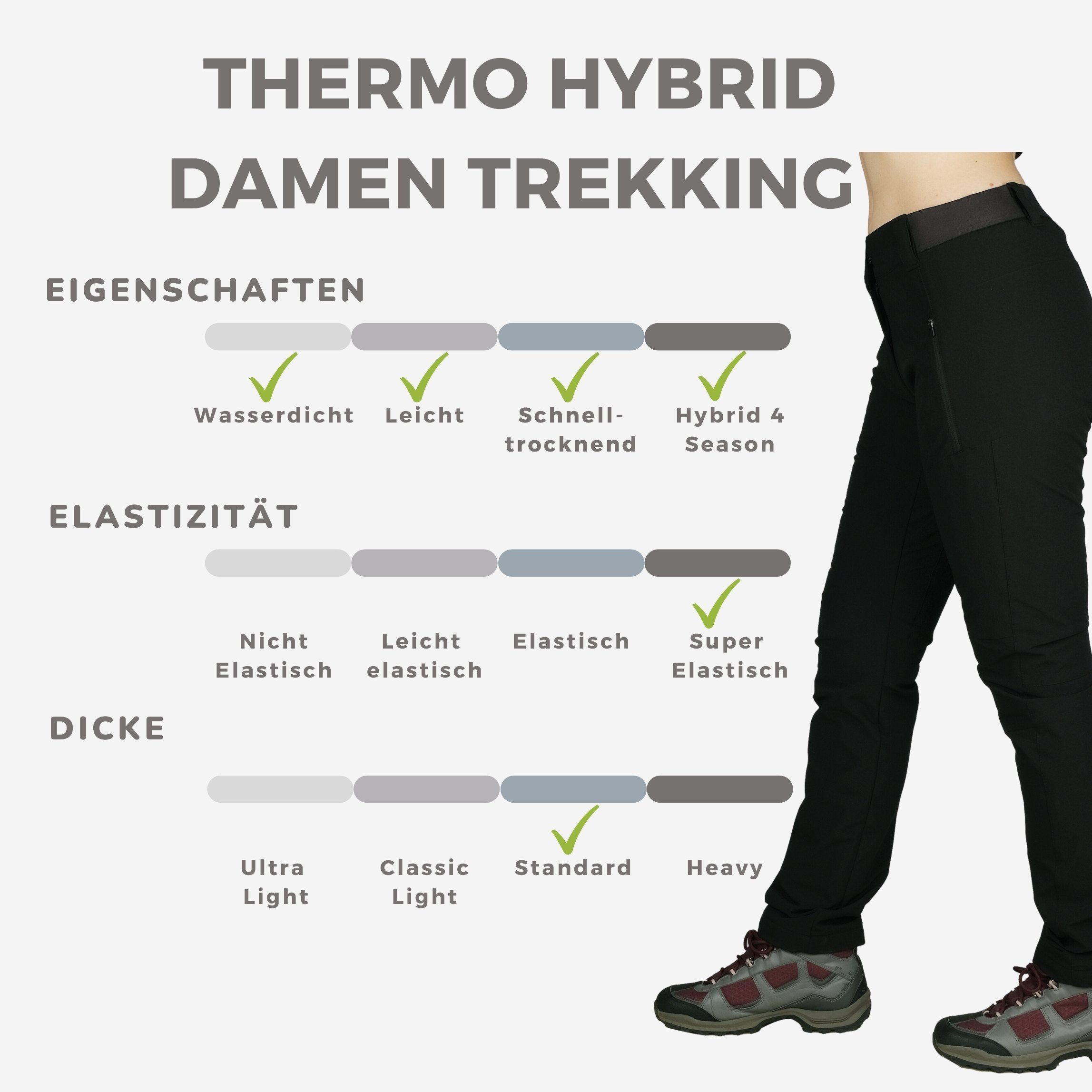 44 Wander Thermo Wasserdicht Trekkinghose Hybrid Kaymountain Damen Outdoor Black Brixen Hose