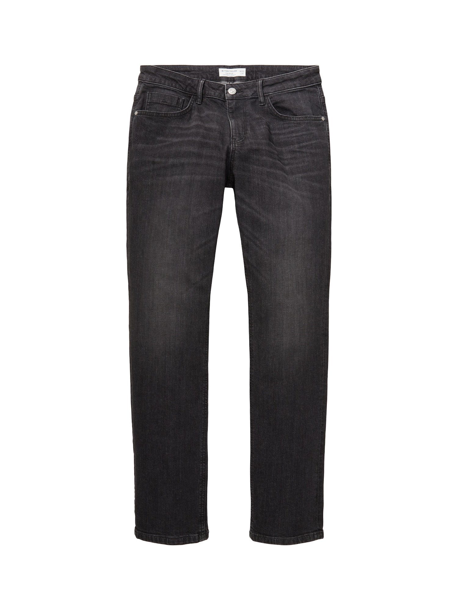 (1-tlg) Five-Pocket-Style TOM Hose Slim Fit TAILOR lange Josh schwarz Jeans 5-Pocket-Jeans