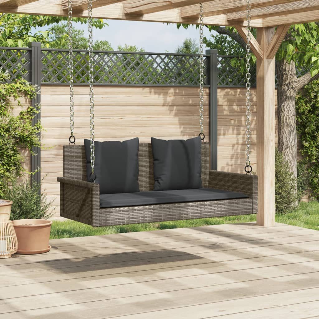 vidaXL Gartenbank Hängebank mit Kissen Grau günstig online kaufen