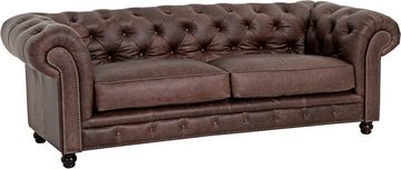 Max Winzer® Polstergarnitur Old England, (Spar-Set, 3-tlg), Chesterfield Ledergarnitur mit Knopfheftung & Ziernägeln