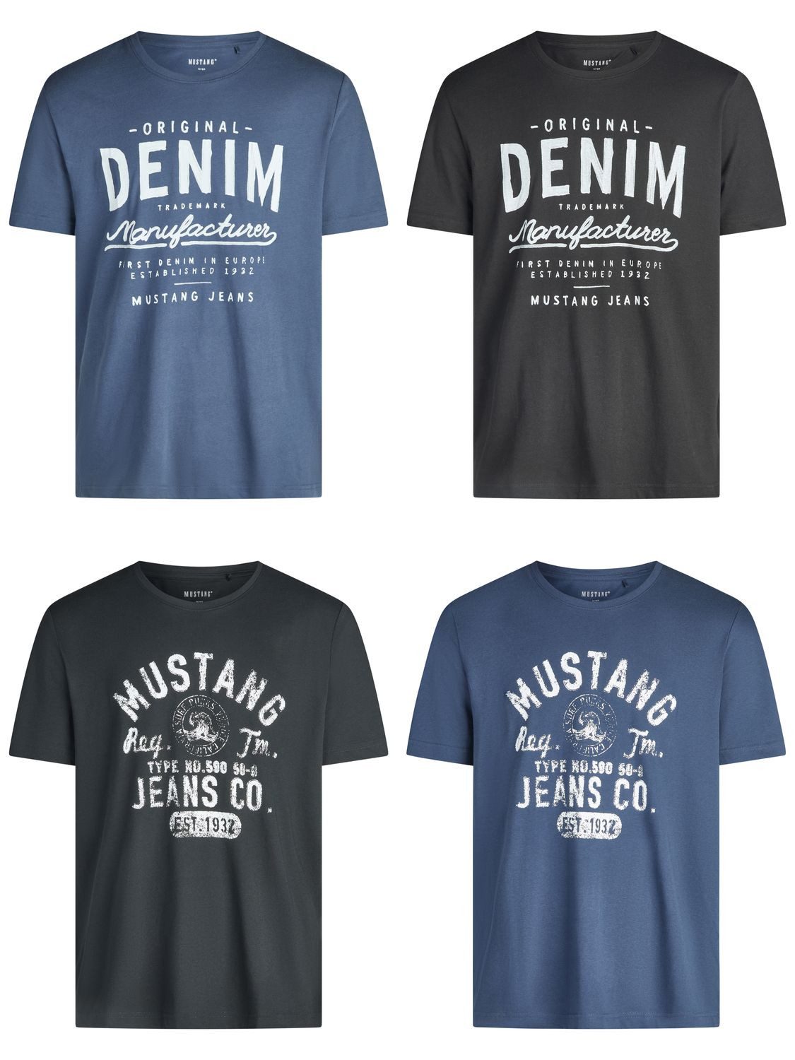 T-Shirt Herren Printshirt 4er Pack Set Regular Fit