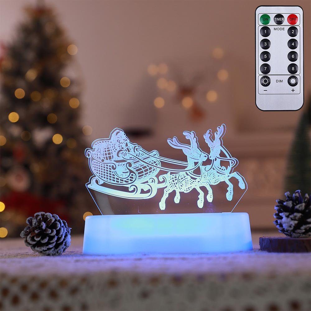Rosnek LED Nachtlicht Weihnachtsmotiv, 3D-Effekt, 7 Farben, Fernbedienung, günstig online kaufen