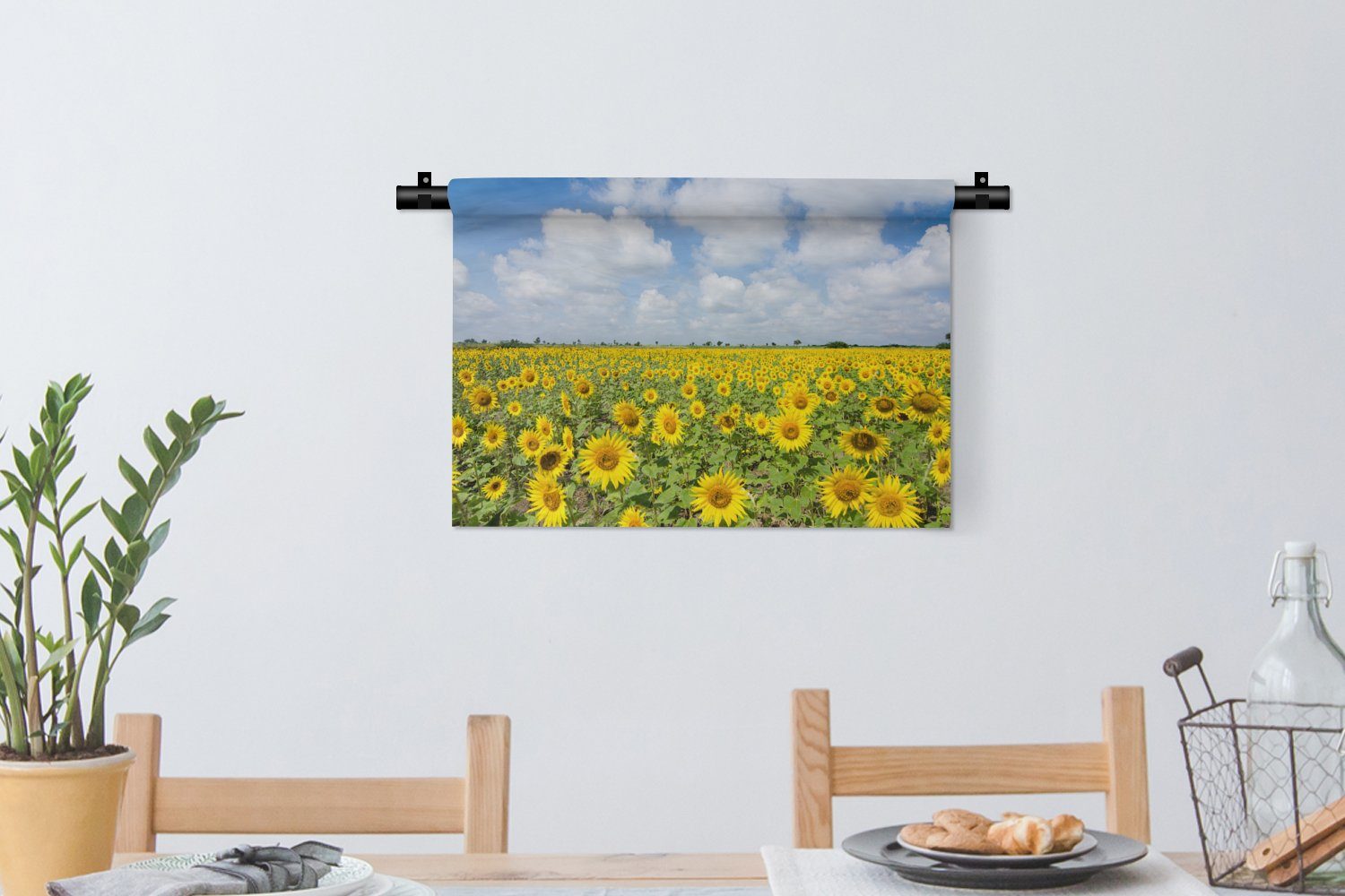 - Wanddeko Schlafzimmer, Wanddekoobjekt Kinderzimmer Gelb Landschaft, Wandbehang, - - - Blumen für - Kleid, Natur Wohnzimmer, MuchoWow Wolken Sonnenblumen