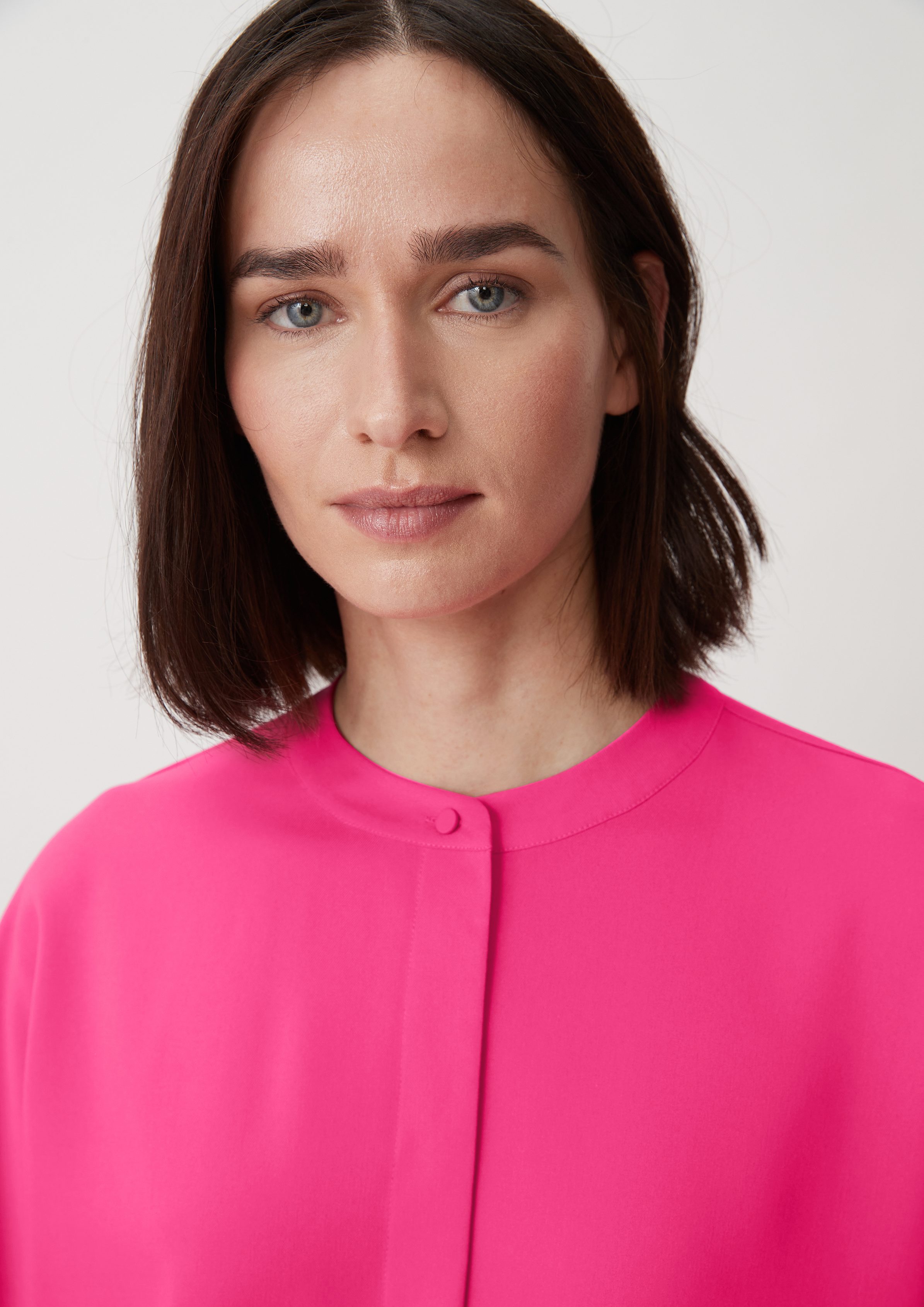 3/4-Arm-Shirt aus pink Twill-Bluse Comma Viskosemix