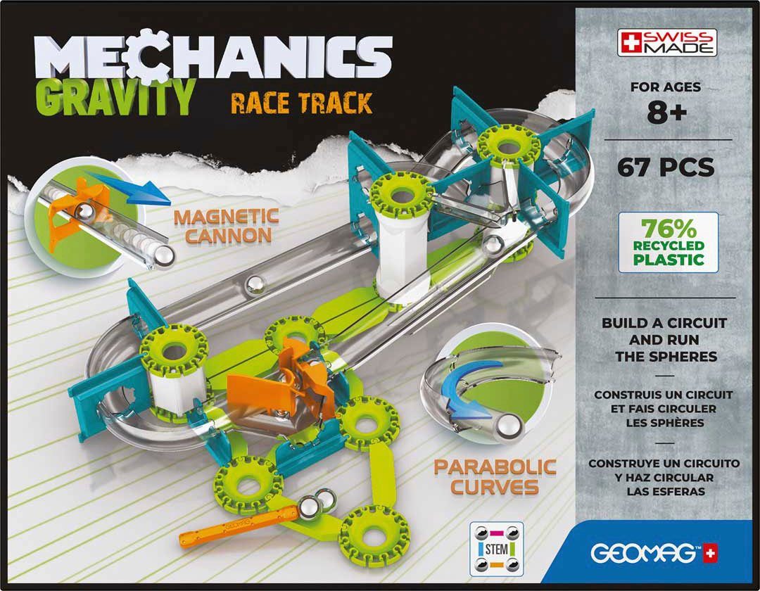 Recycled Magnetspielbausteine Race Material aus St), recyceltem Geomag™ Track, GEOMAG™ Mechanics (67 Gravity,