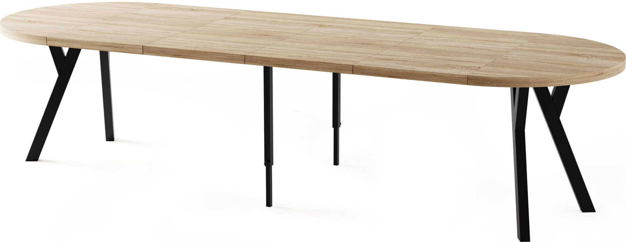 WFL GROUP Esstisch Twixy ausziehbar rund industrial mit schwarzen Holzbeine günstig online kaufen