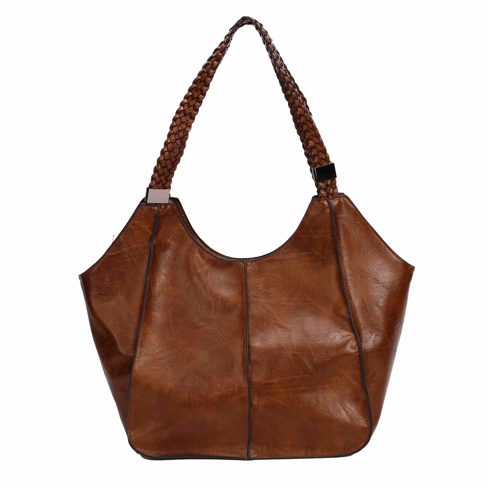 Schultertasche Damen XXL FLECHTOPTIK Hand-Tasche Shopper Businesstasche Workbag