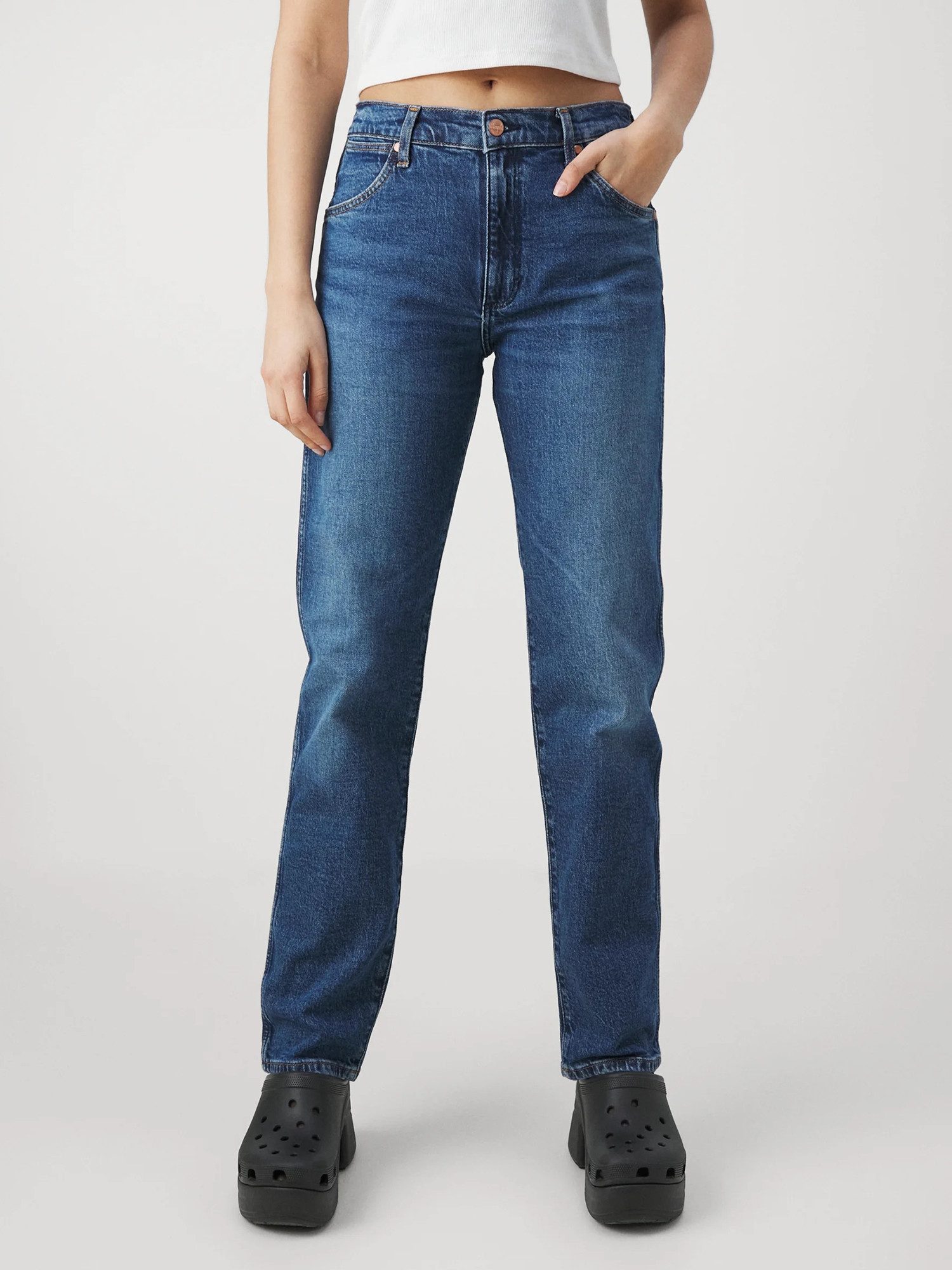 Wrangler Straight-Jeans reguläre, gerade Beinform - SUNSET DARK WASH