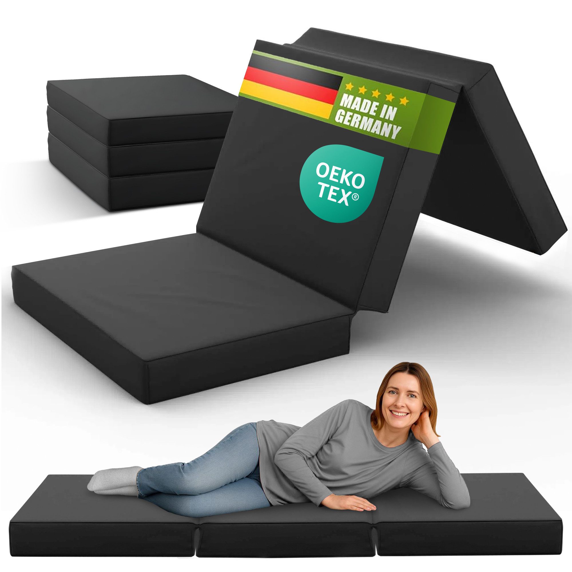 Klappmatratze Luxus Faltmatratze, klappbare Gästematratze, faltbare Matratze, shogazi ®, 12 cm hoch, (1-tlg), MADE IN GERMANY, Direkt vom Hersteller, OEKO-TEX®, Testsieger 1,1