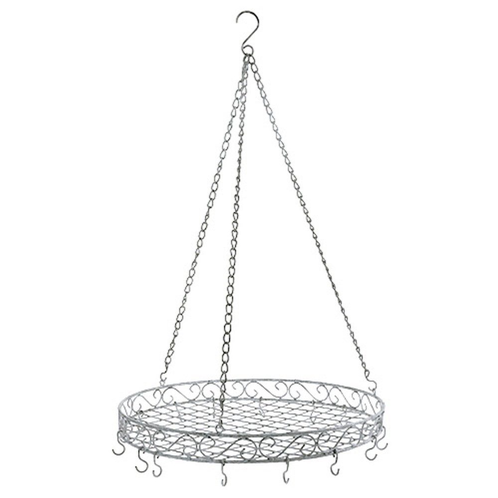 Posiwio Gartenfigur Rundes Dekotablett mit Haken im Vintage Landhausstil, Ø44,5cm