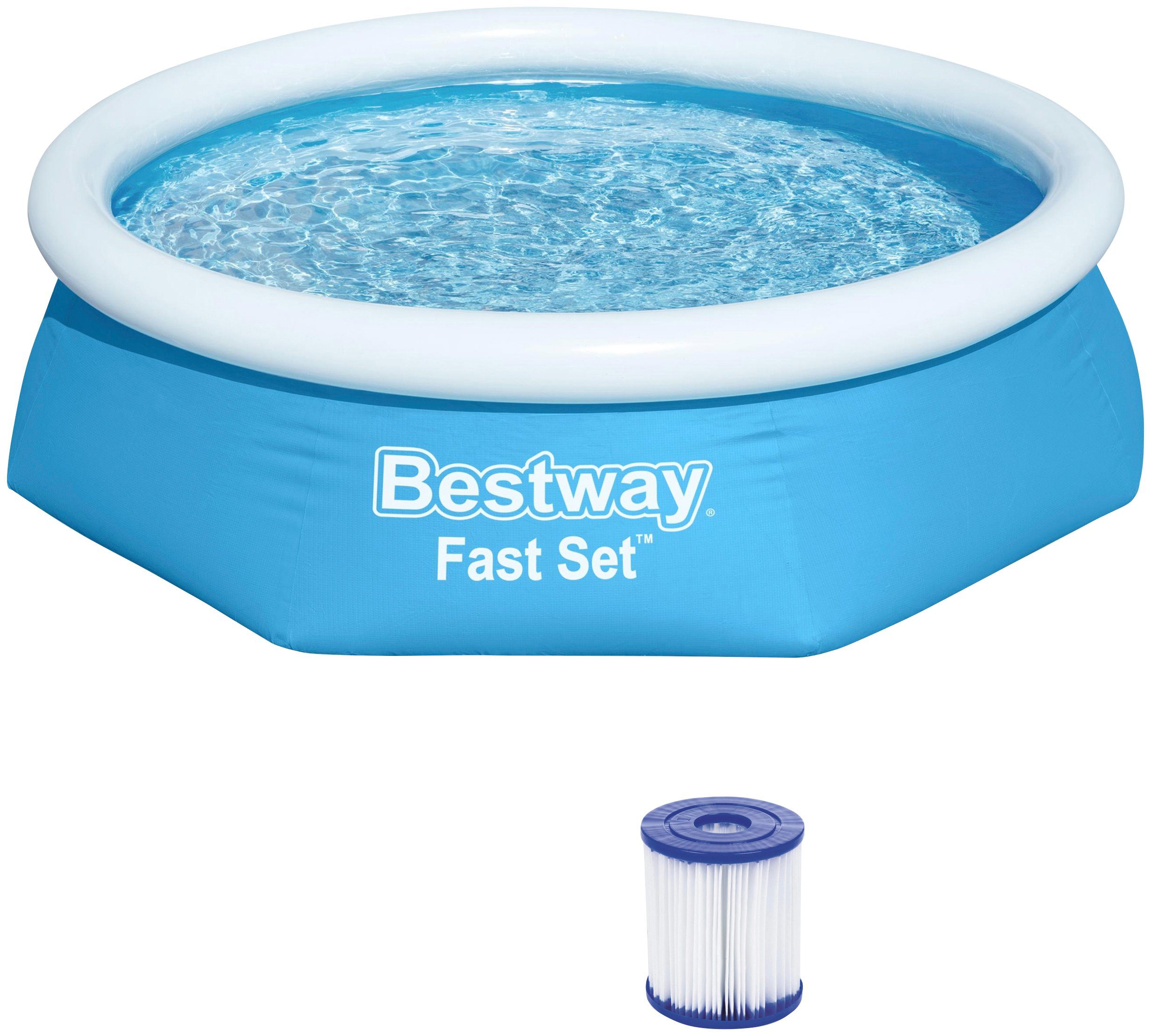 Bestway Pool »Pool m. Pumpe 244x61cm« (Set, 3-tlg), ØxH: 244x61 cm, mit  Kartuschenfilterpumpe