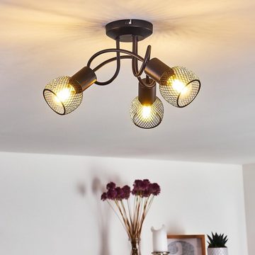 hofstein Deckenleuchte »Pieve« runde Deckenlampe aus Metall in Schwarz, ohne Leuchtmittel, E14, Spot in Gitter-Optik und Lichteffekt an der Decke