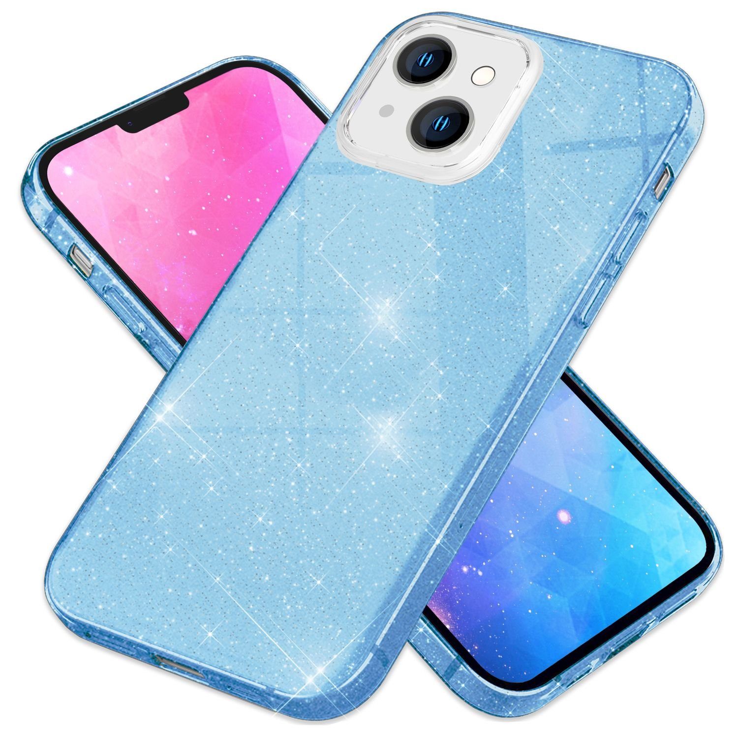 Nalia Smartphone-Hülle Apple iPhone 14 15,5 cm (6,1 Zoll), Glitzer Silikon Hülle / Verstärkte Innenseite / Glänzende Schutzhülle