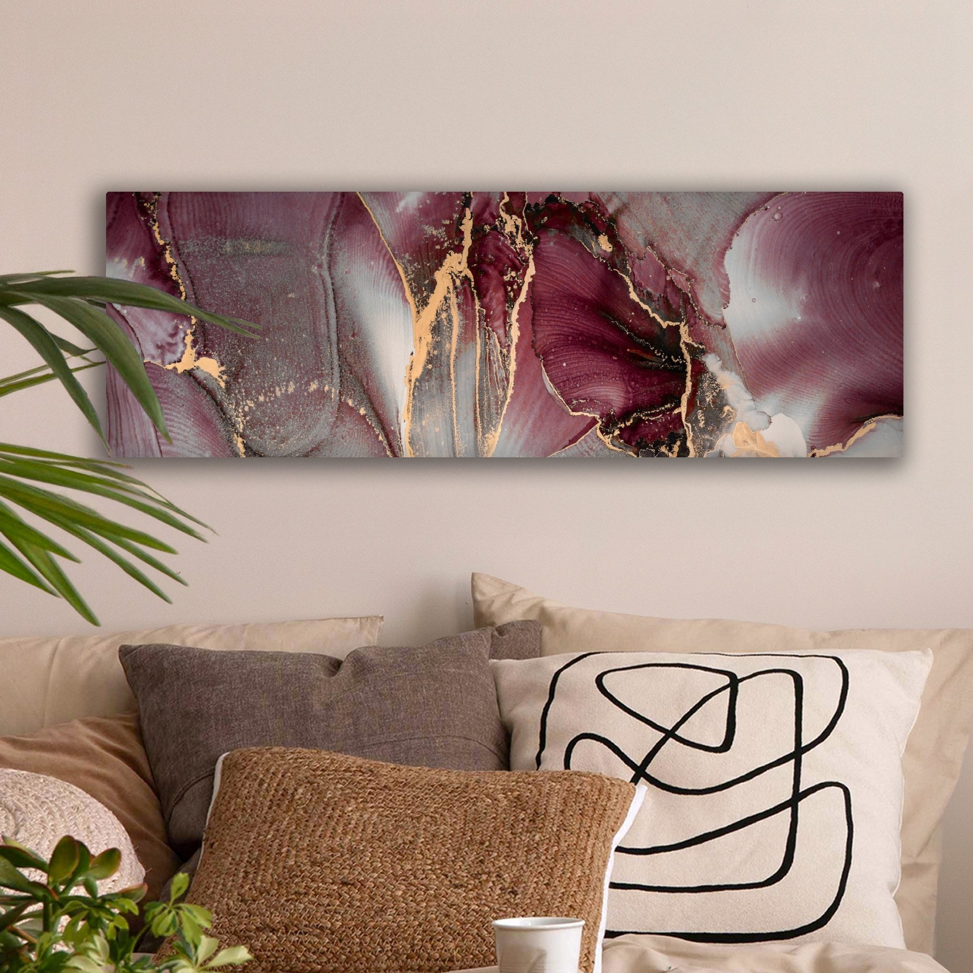 OneMillionCanvasses® Leinwandbild Panorama Gold - Marmor günstig online kaufen