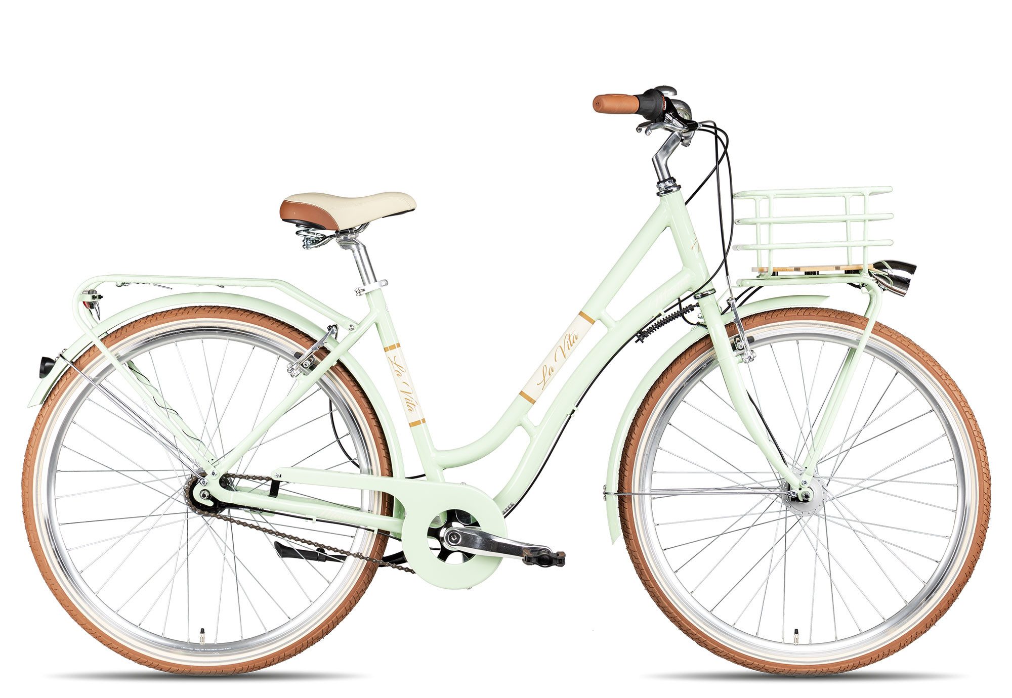 Maxim Cityrad La Vita Nexus, 7 Gang Shimano Nexus 7 Rücktritt Schaltwerk, Nabenschaltung Rücktritt, Gepäckkorb über Vorderrad grün