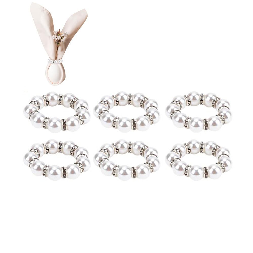 CLTYQ Serviettenring Perle Serviettenringe, 6 Stück Serviettenringe Schnallen Metall, Schnallen Serviette Ringe gestreckt Strass Serviettenring Halter