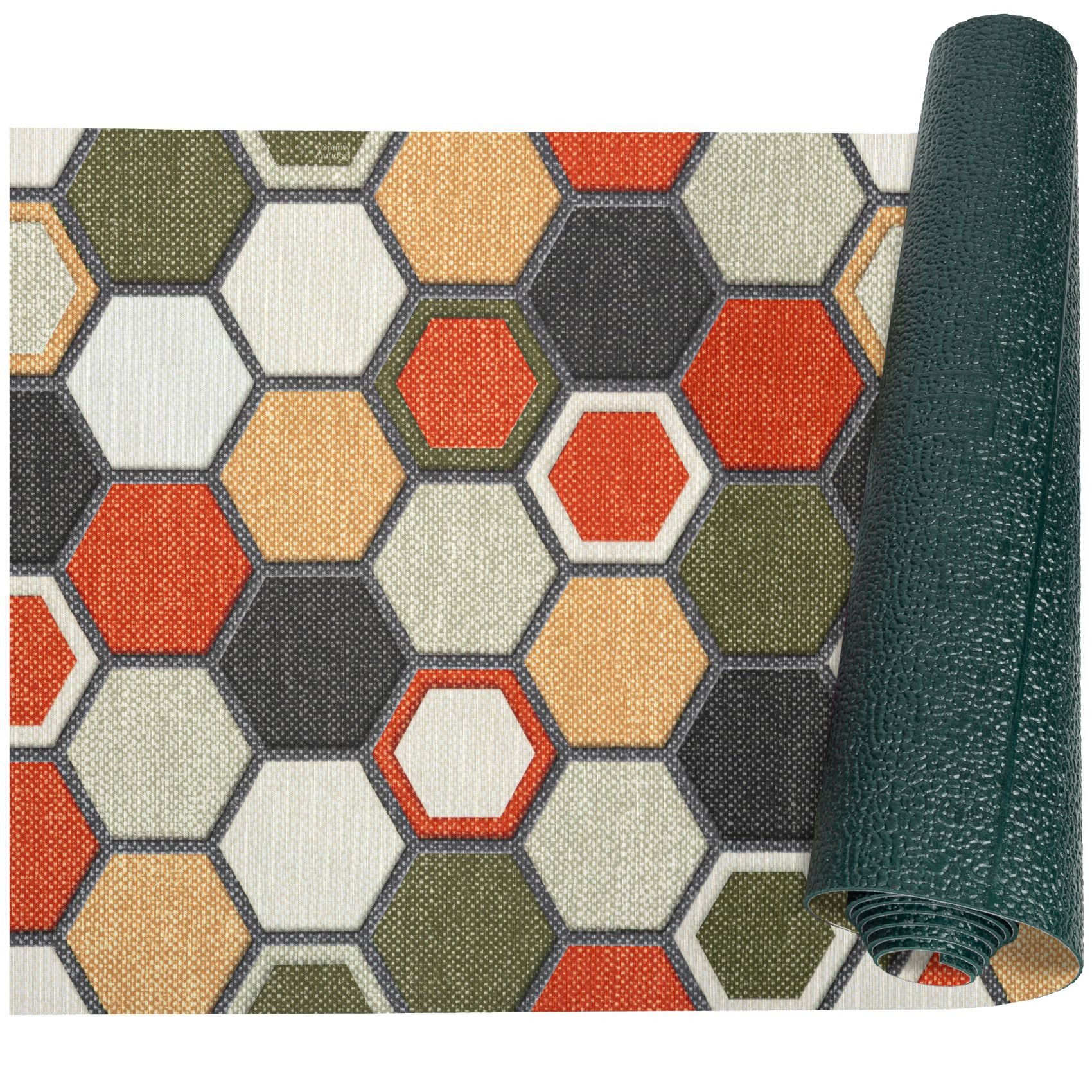 ANRO Küchenläufer RANNA Teppichläufer Bodenmatte Flurläufer Küchenteppich, eckig, Höhe: 3 mm, Meterware rutschfest 100cm Modern Bunt wasserdicht