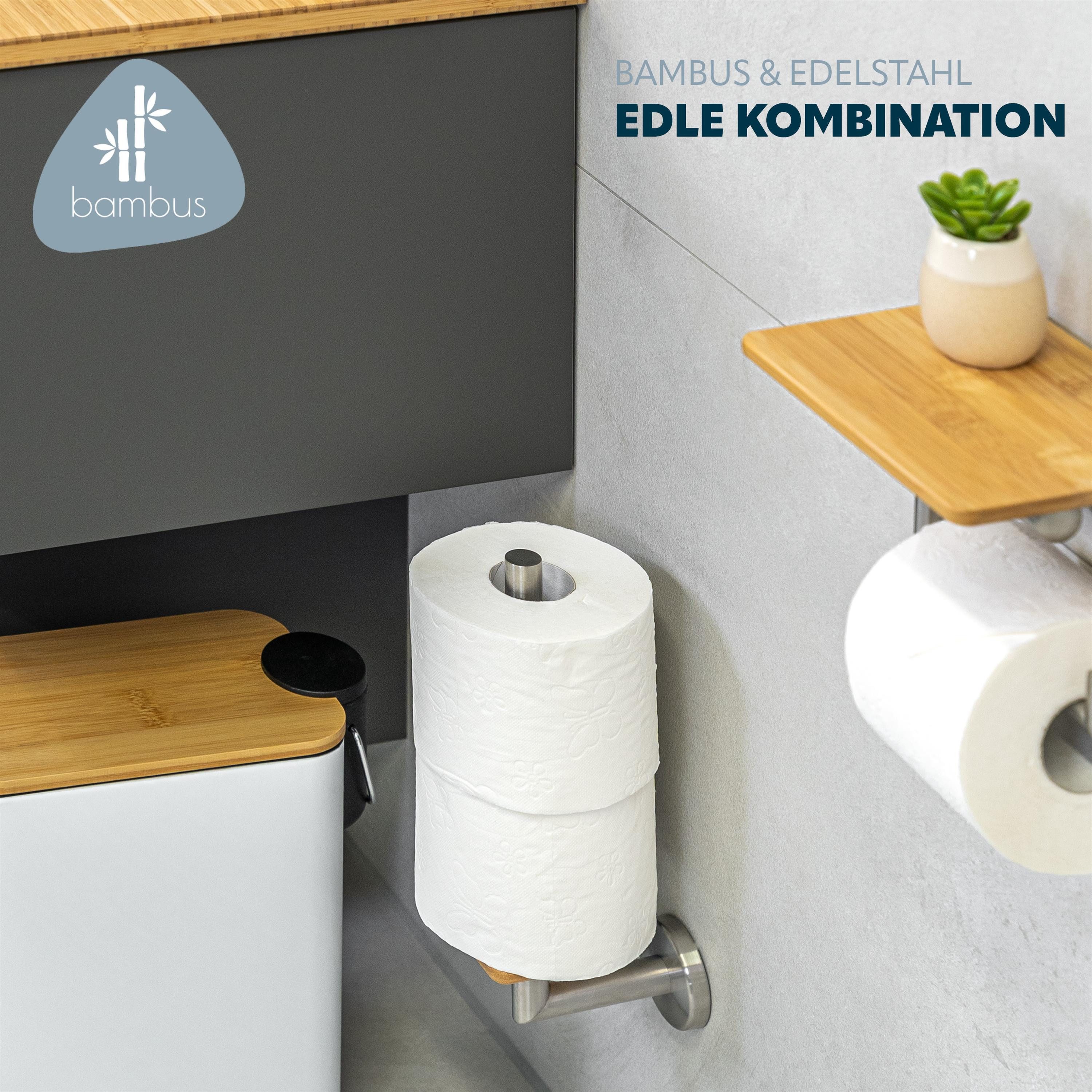 bremermann Toiletten-Ersatzrollenhalter Bad-Serie PIAZZA BAMBUS - mit Bambusboden und Edelstahl (1-St) – Bild 2 von 5