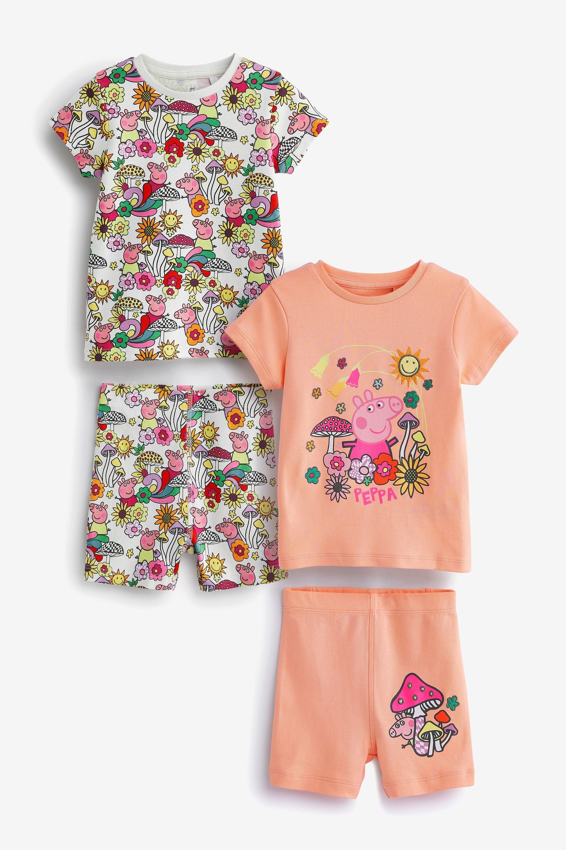 Next Pyjama Kurze Schlafanzüge, 2er-Pack (4 tlg) Peppa Pig Pink/White