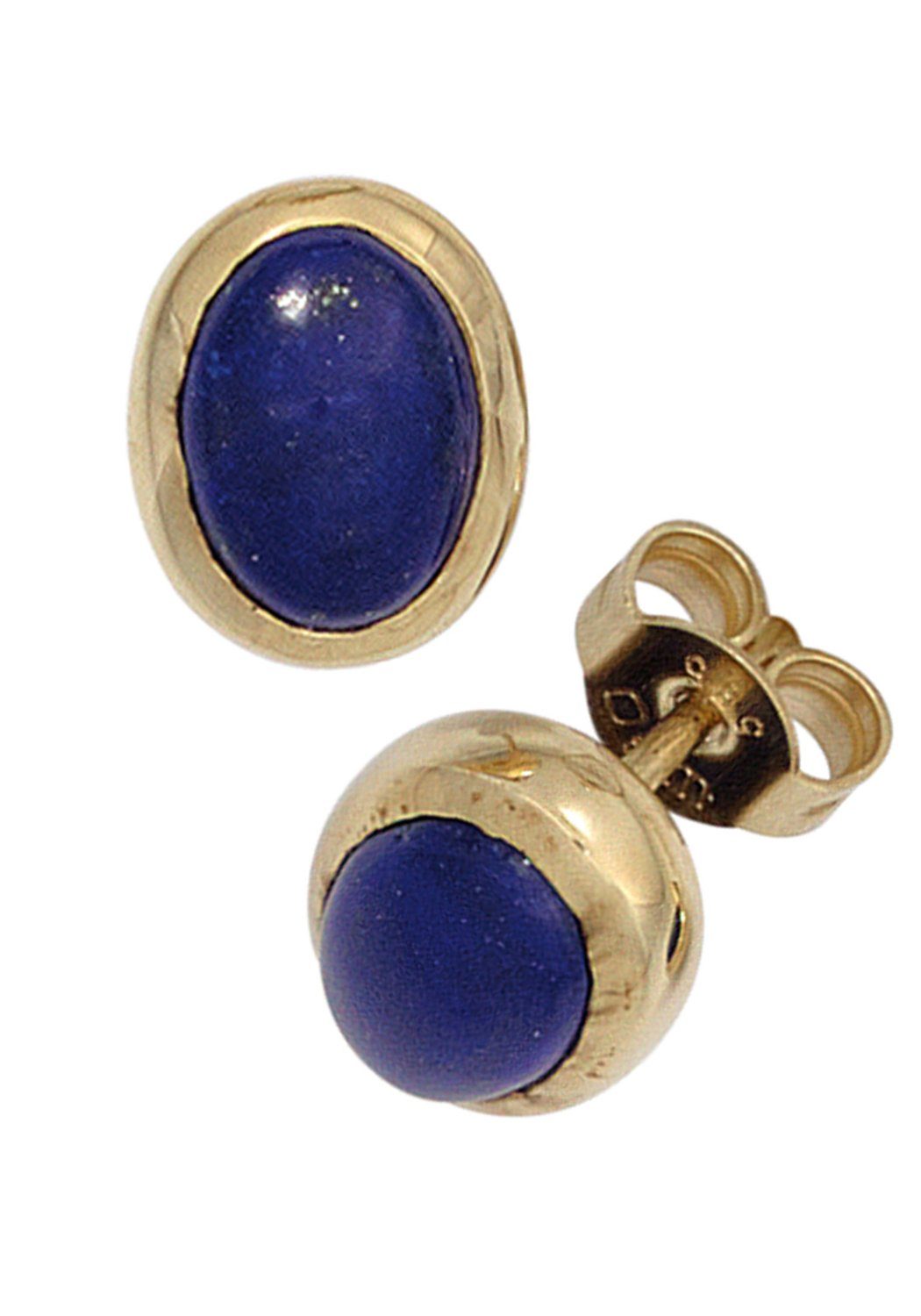 Paar Ohrstecker Ovale Ohrringe mit Lapislazuli-Cabochons
