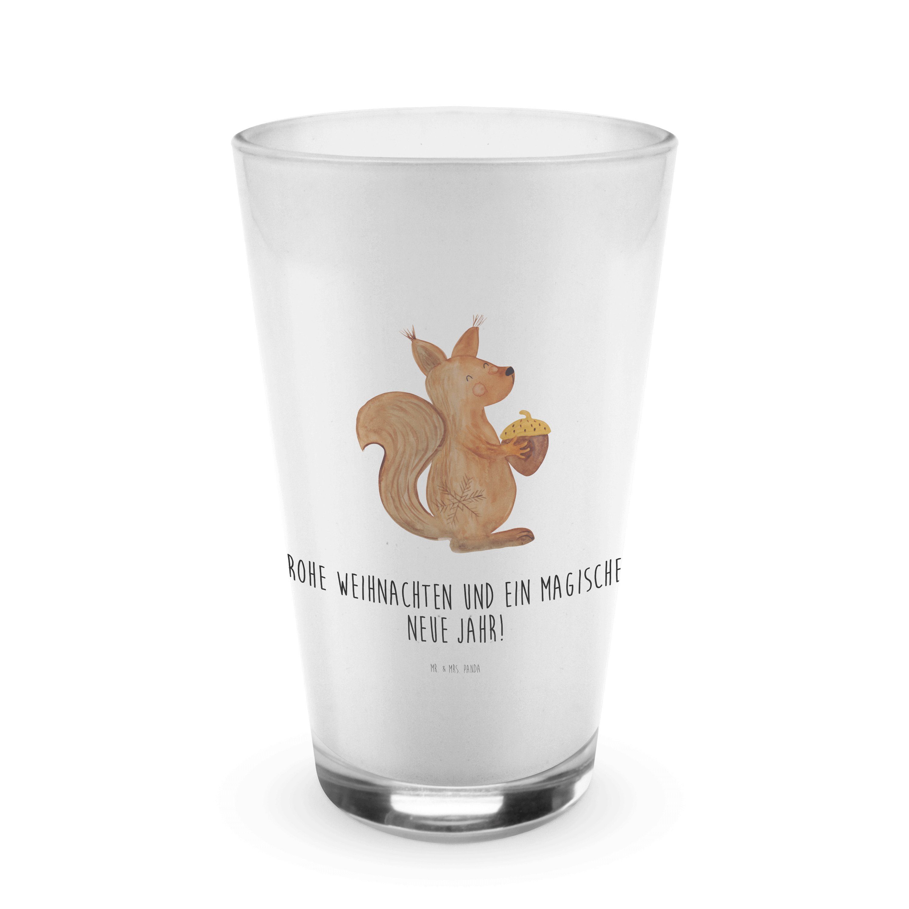 Cappuccino Glas Mr. Weihnachten Tasse, & Panda Premium Glas - Geschenk, Eichhörnchen Transparent Mrs. -